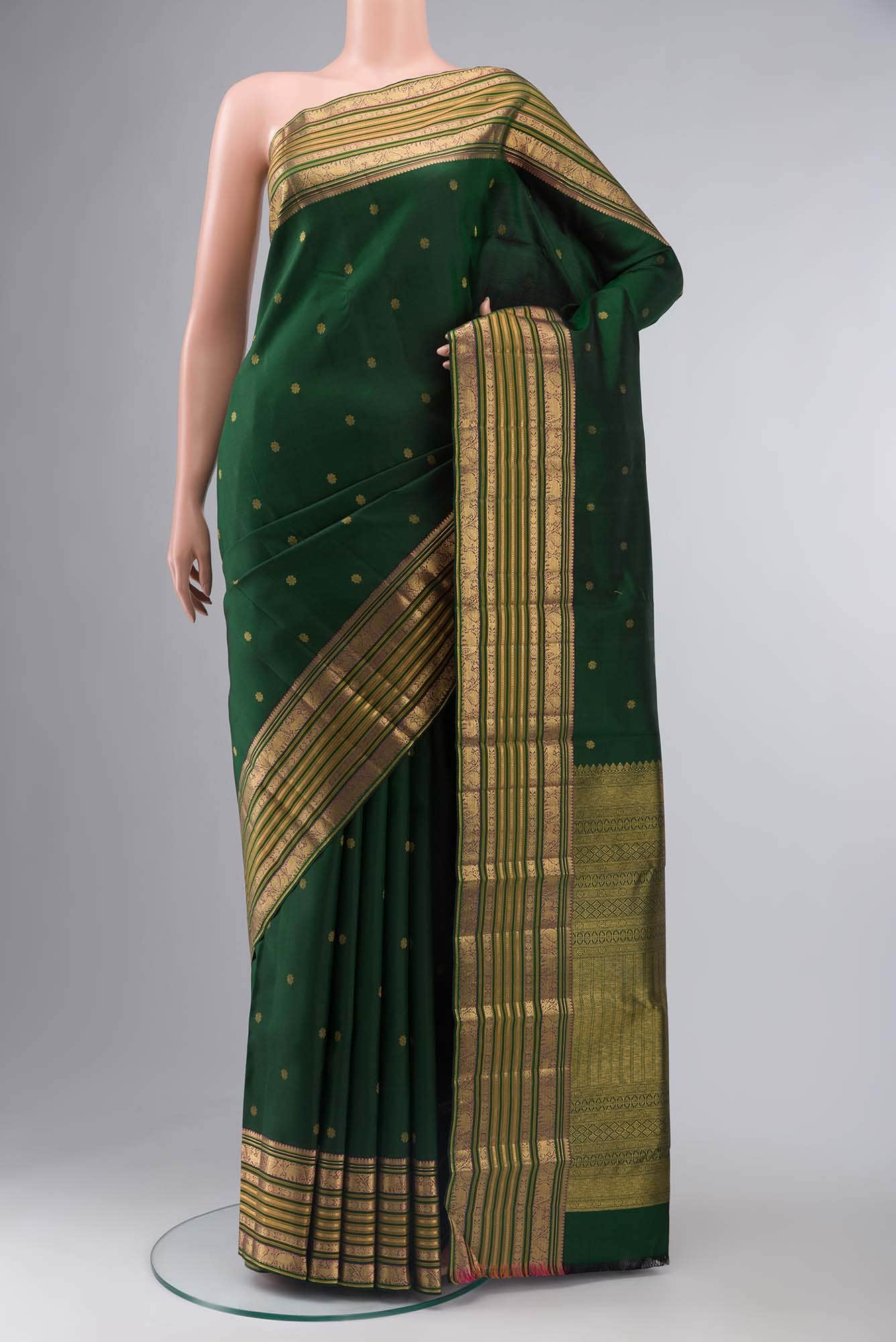 Green Dual Tone Kanchipuram Silk Saree