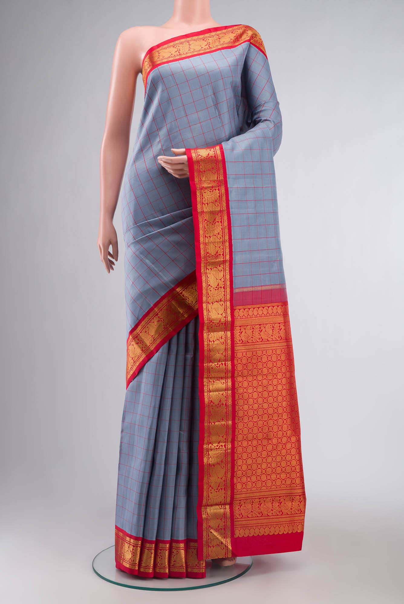 Grey Kanchipuram Silk Saree