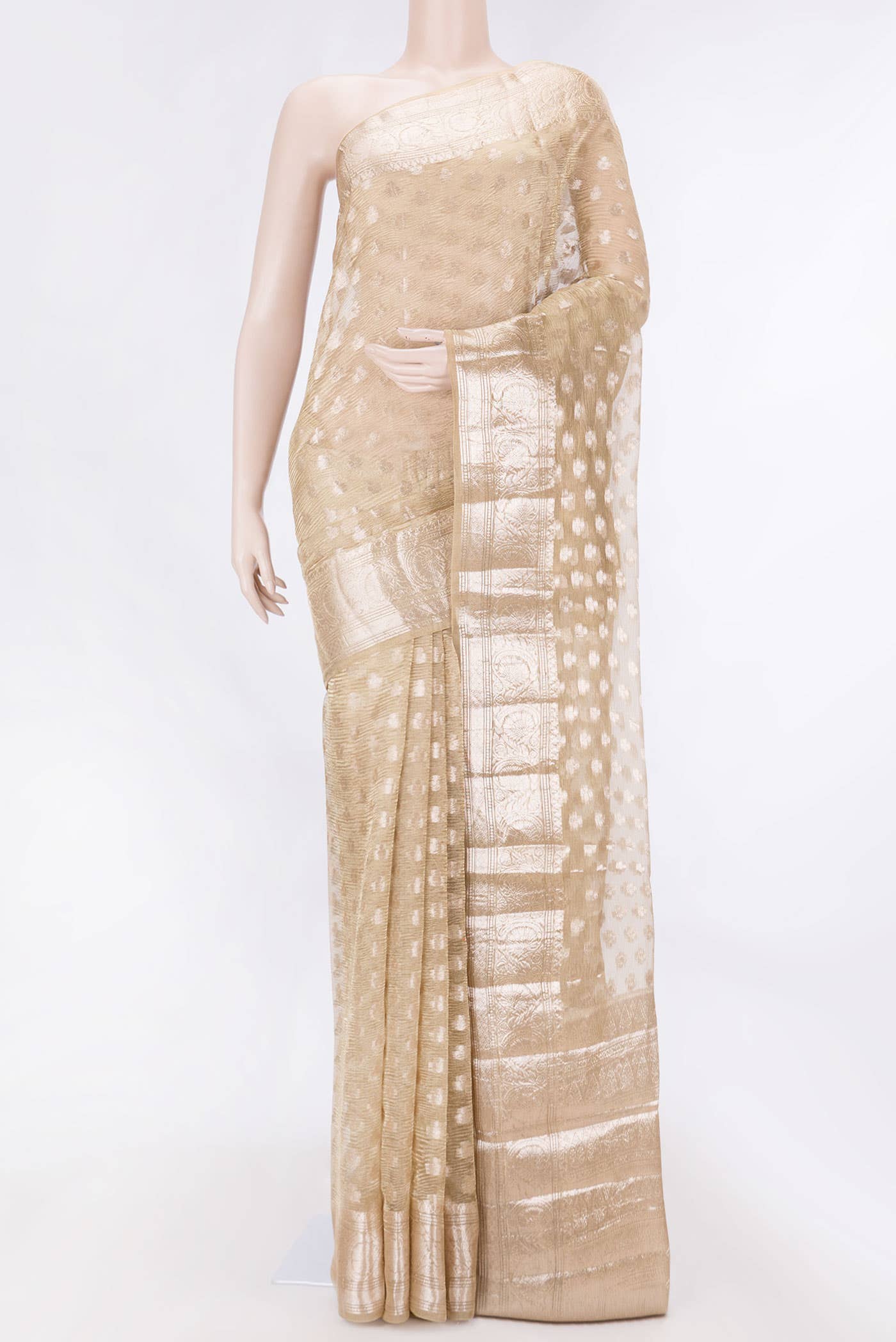 Gold Dual Tone Organza Silk Saree