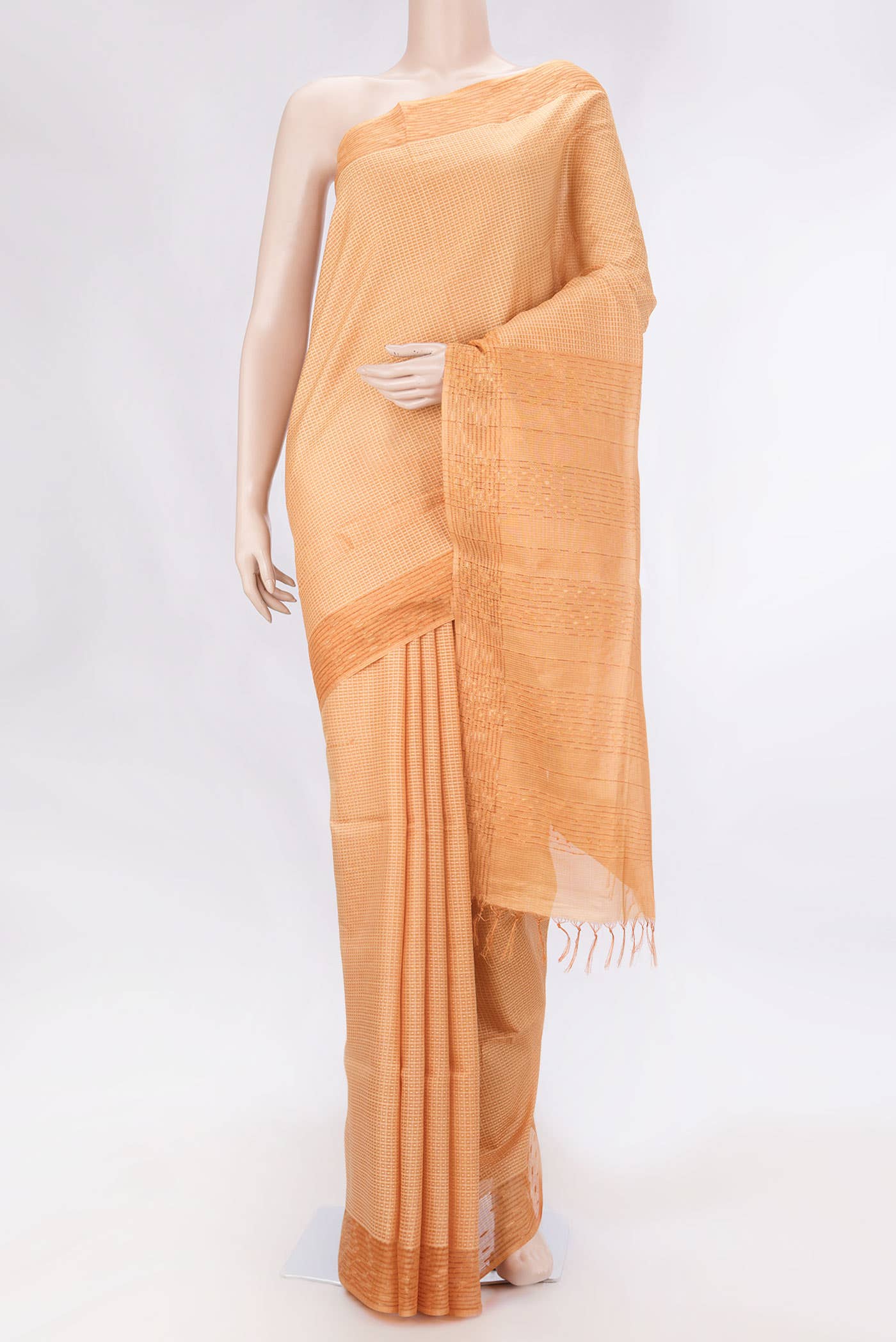 Brick Orange Tussar Silk Saree