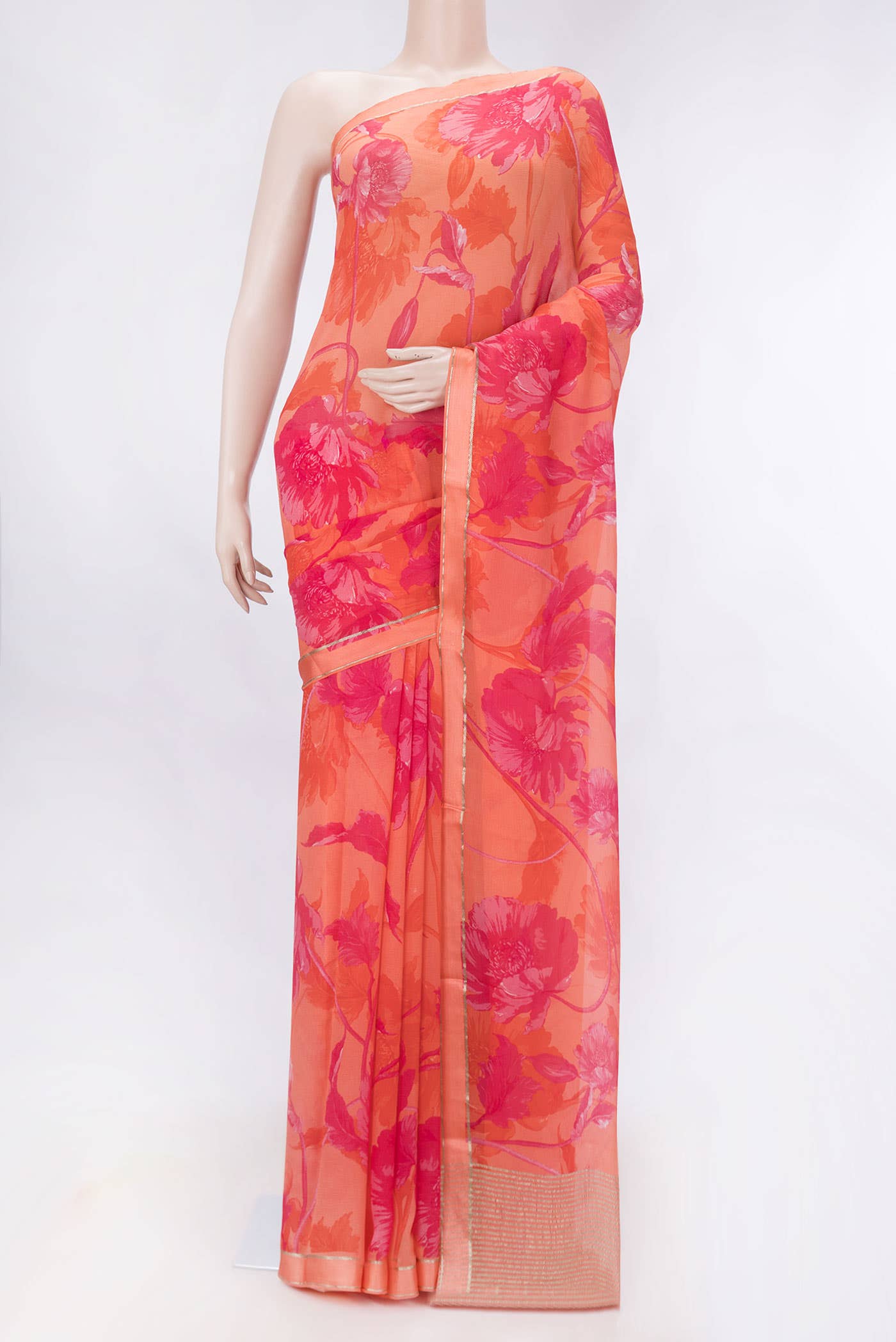 Pink Dual Tone Mysore Crepe Saree
