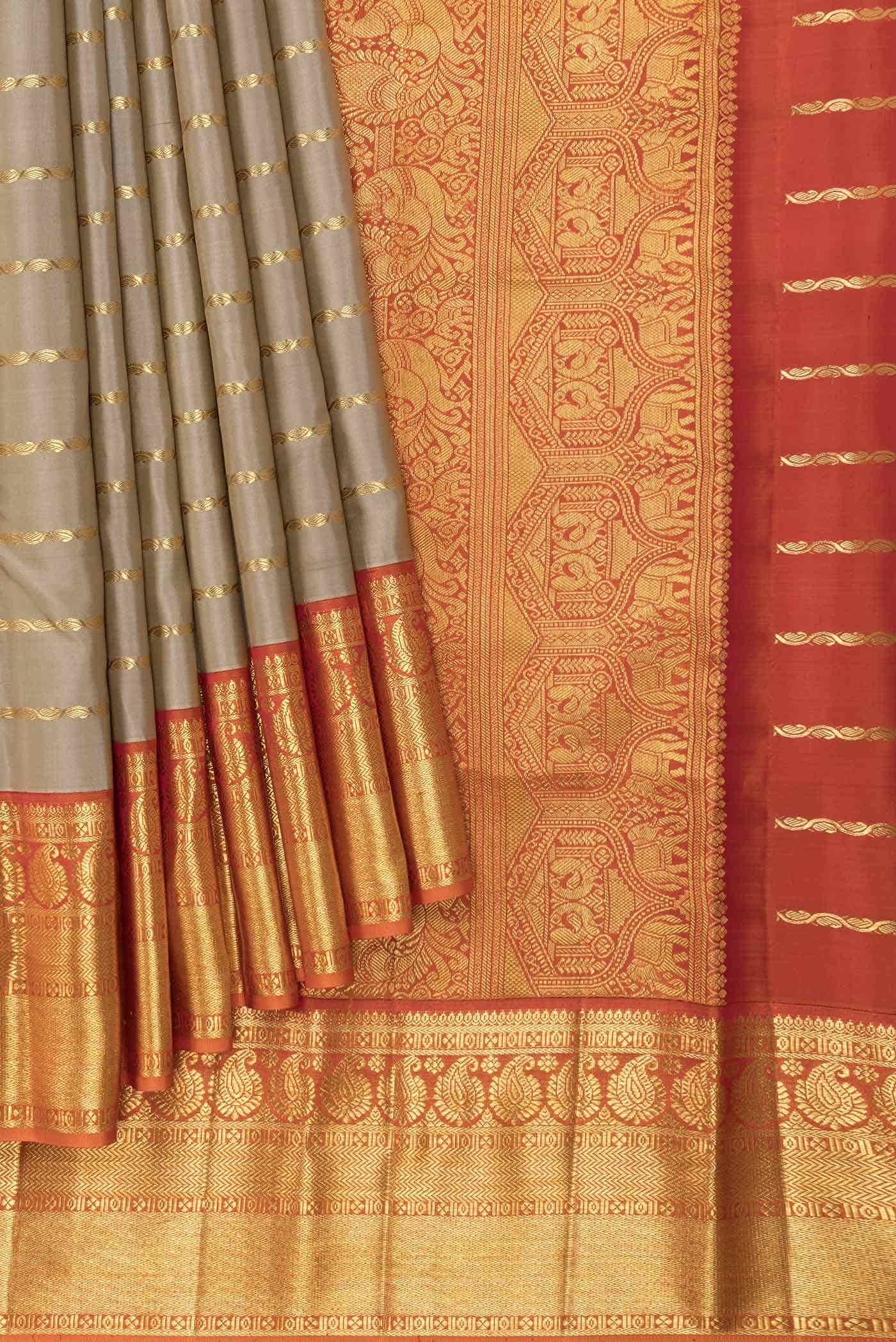 Beige Dual Tone Kanchipuram Silk Saree