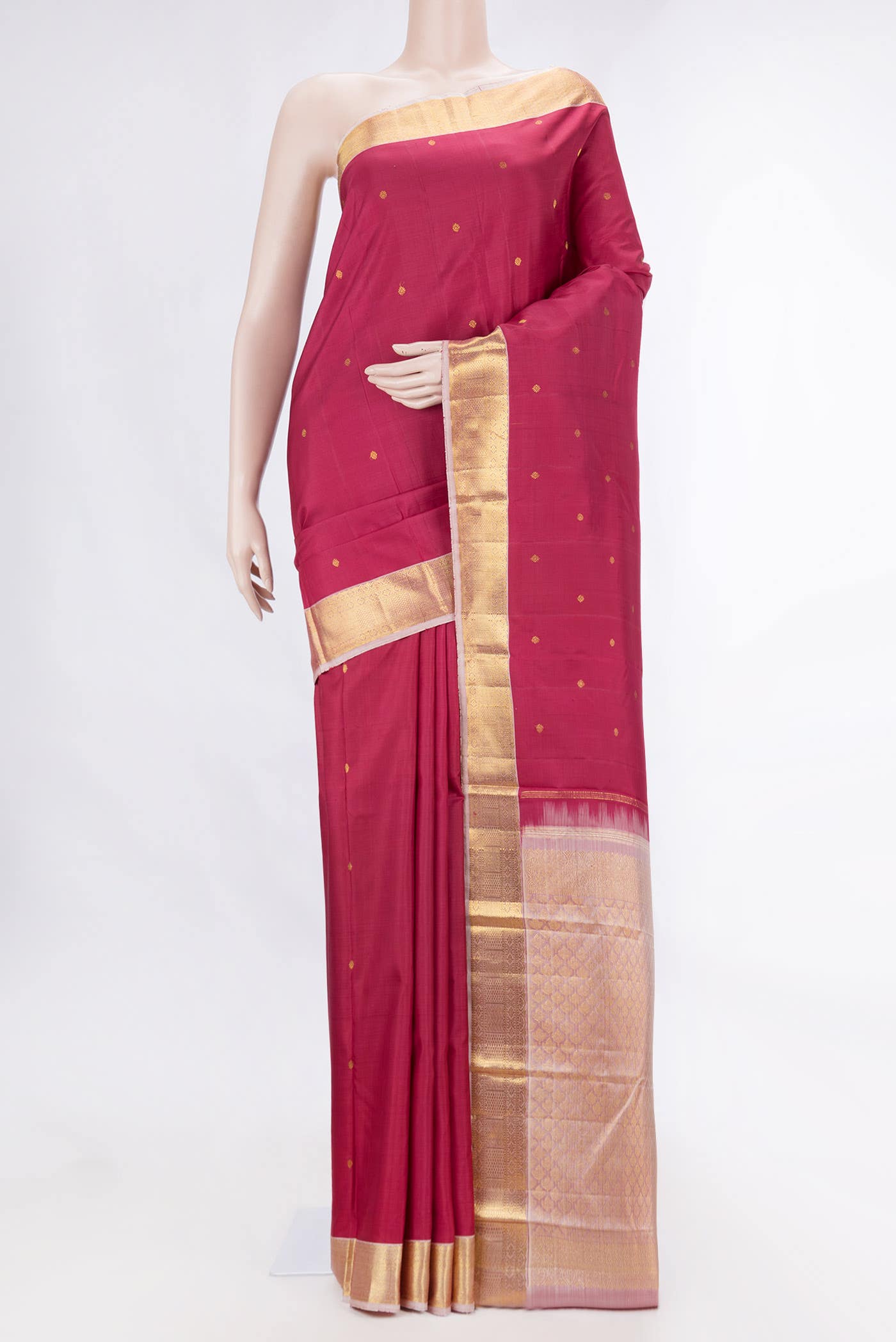 Pure Silk Pure Zari Maroon Dual Tone Kanchipuram Saree