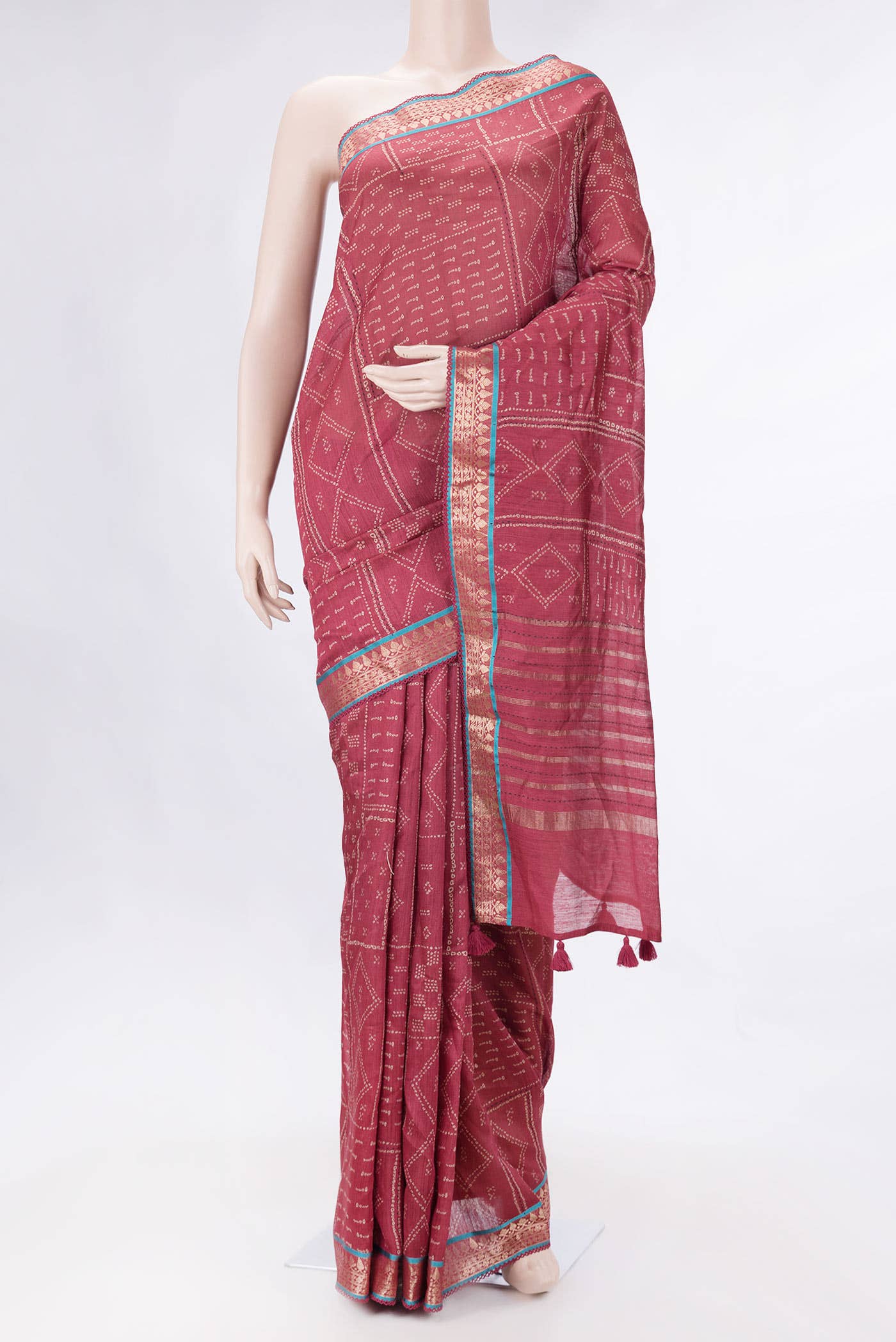 Dark Pink Dual Tone Tussar Silk Saree