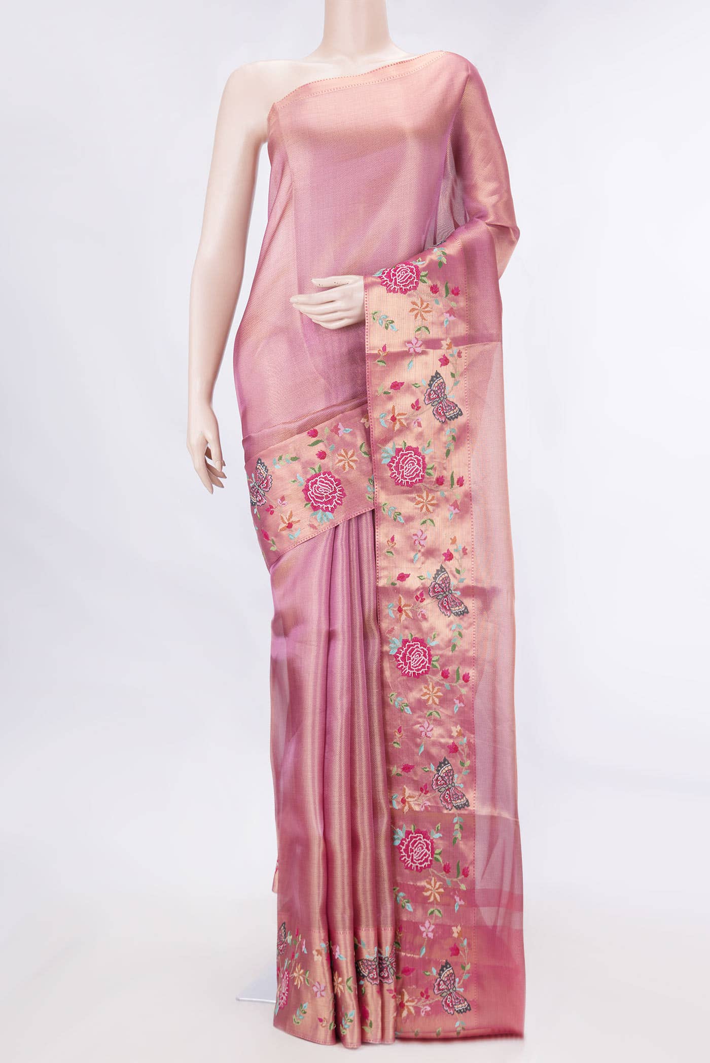 Pink Dual Tone Banarasi Silk Saree