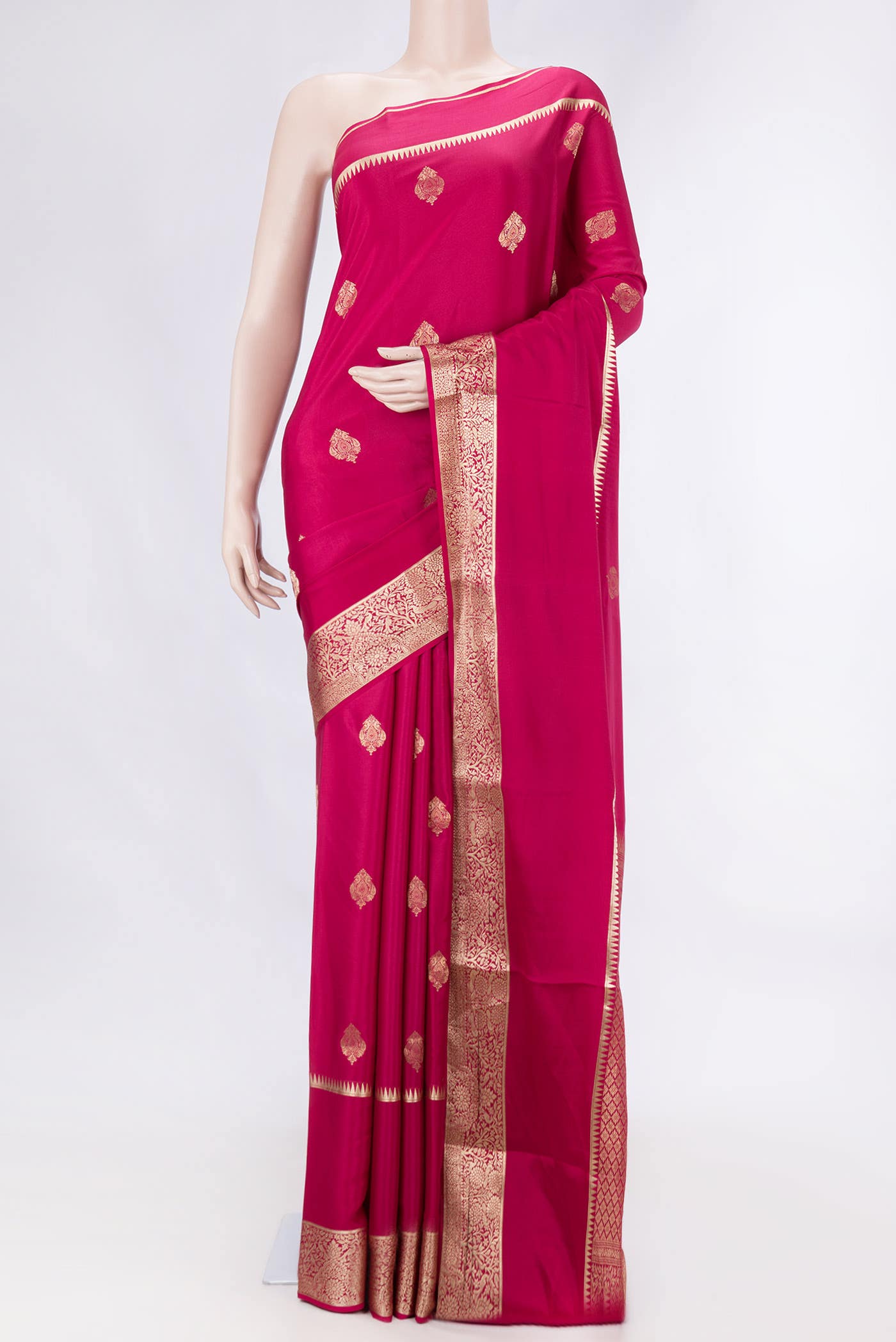Dark Pink Dual Tone Mysore Crepe Saree