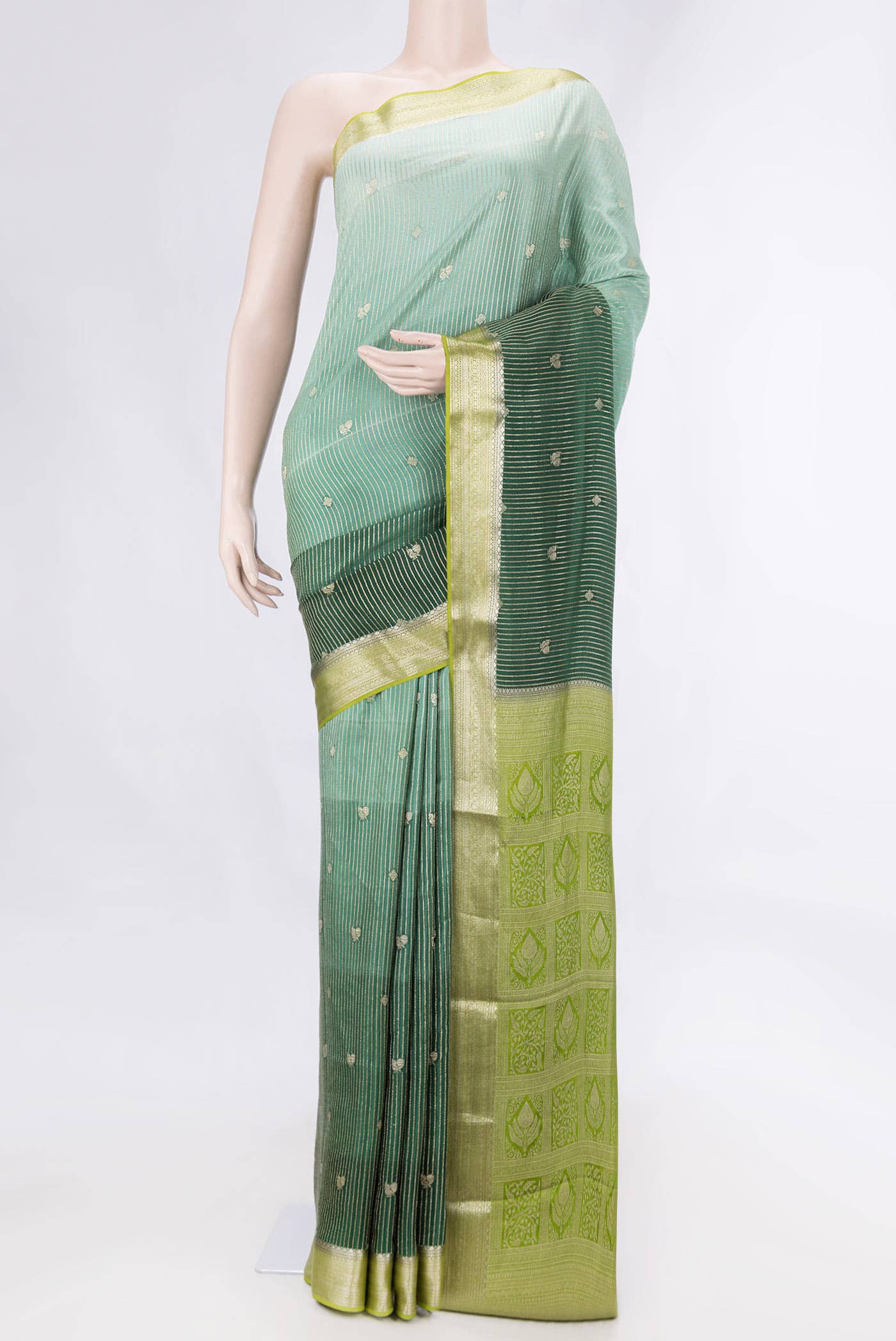 Green Dual Tone Mysore Crepe Saree