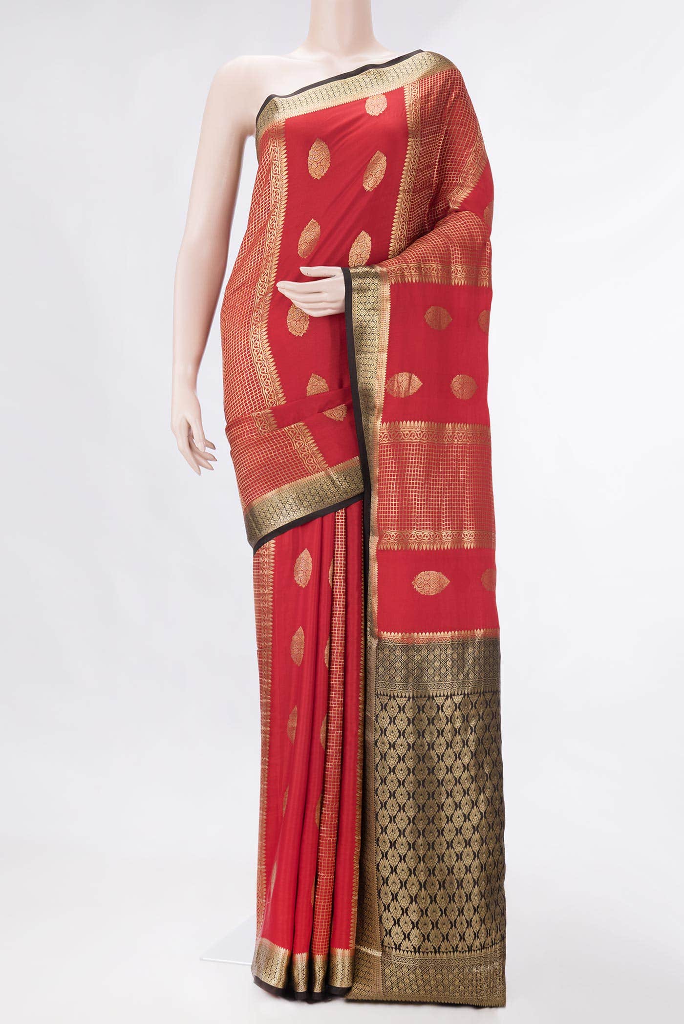Red Dual Tone Mysore Crepe Saree