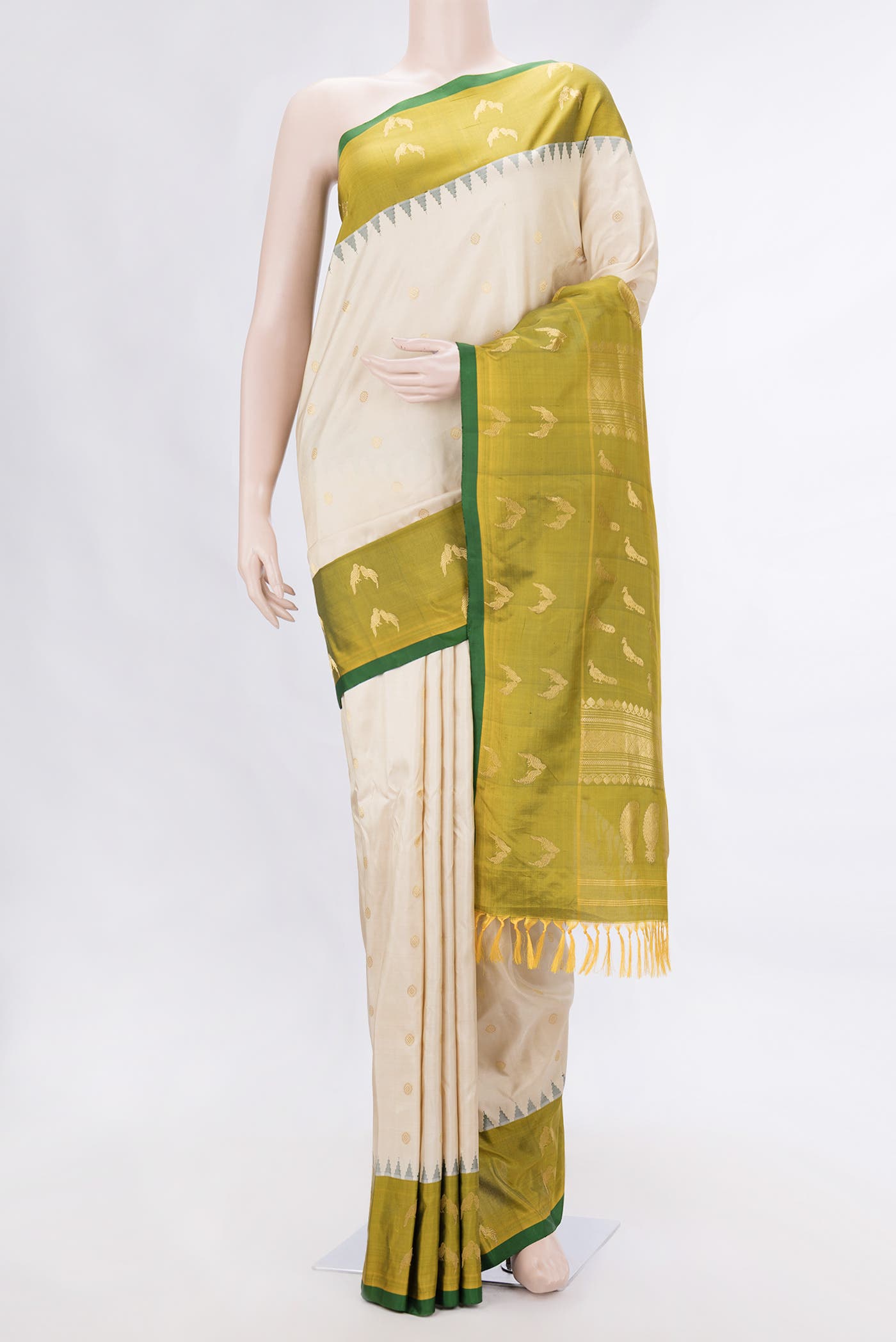 Beige Dual Tone Gadwal Silk Saree
