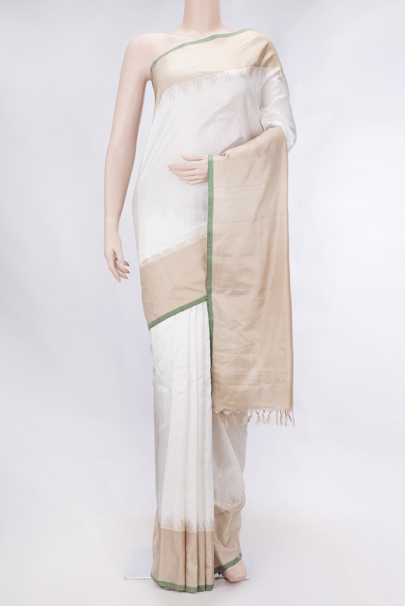 Off White Gadwal Silk Saree