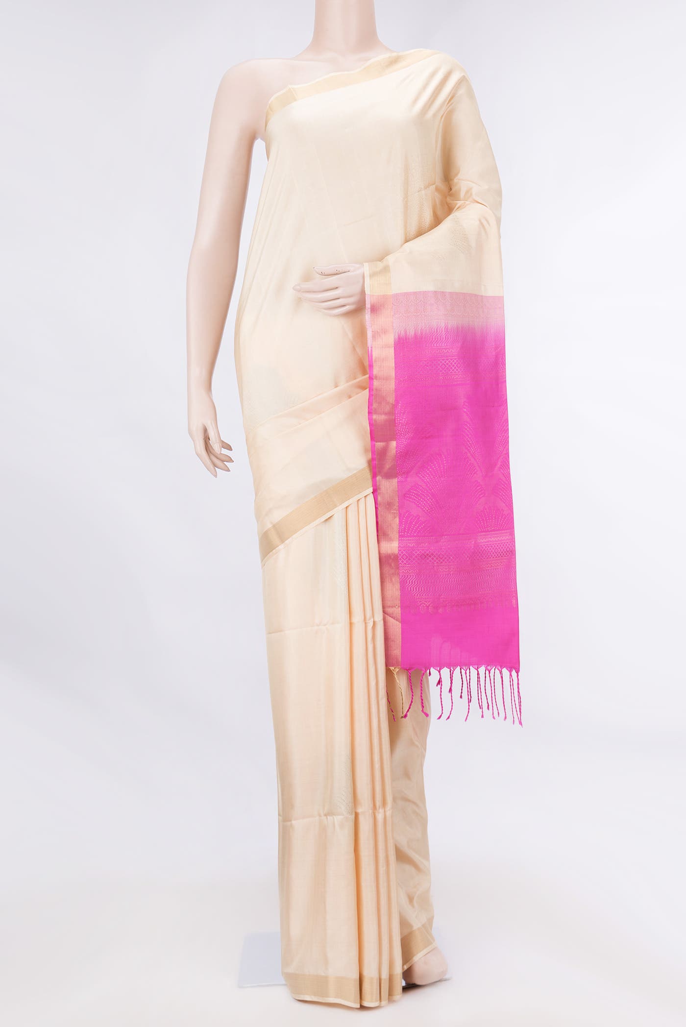 Beige Dual Tone Soft Silk Saree