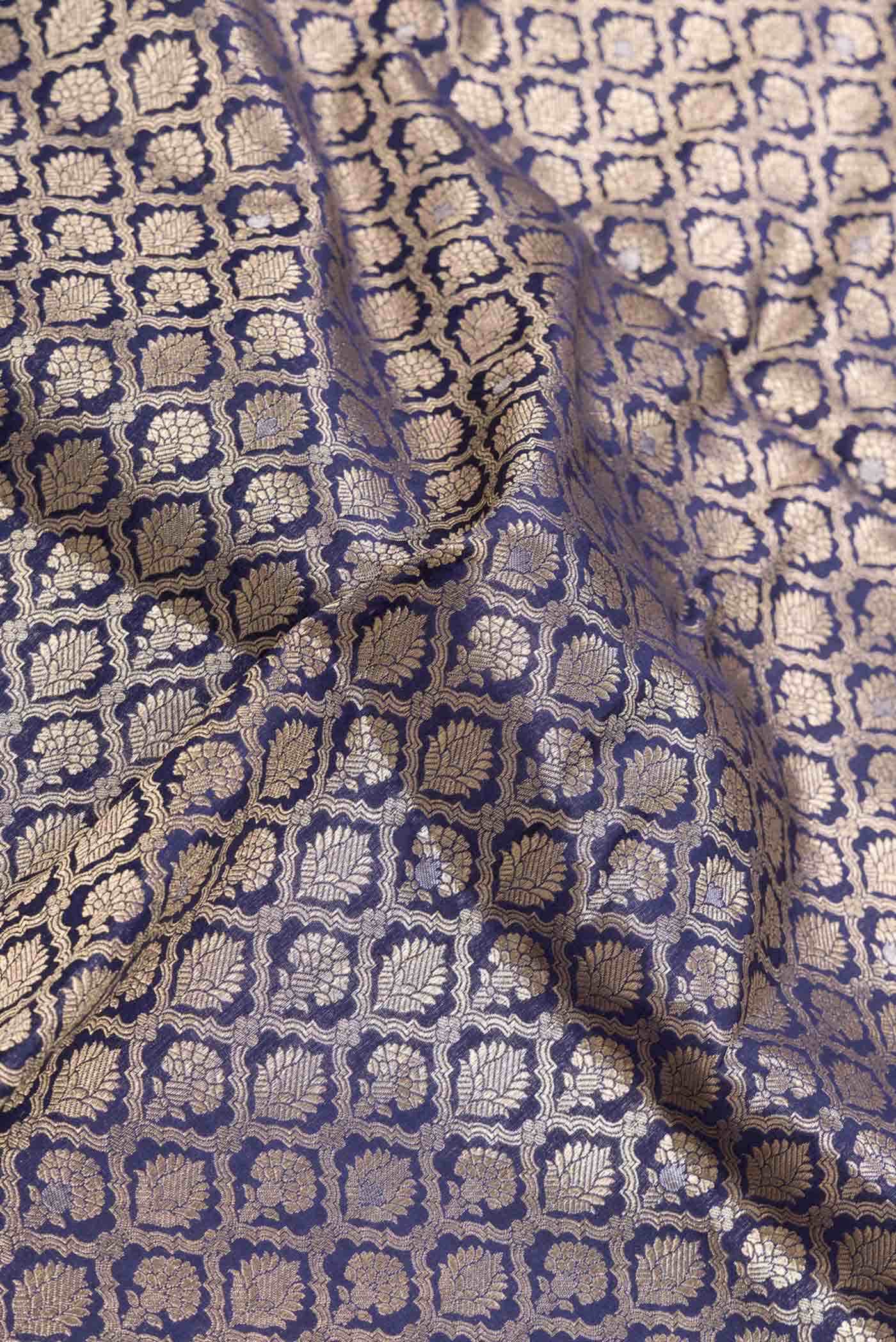 Navy Blue Dual Tone Banarasi Silk Saree