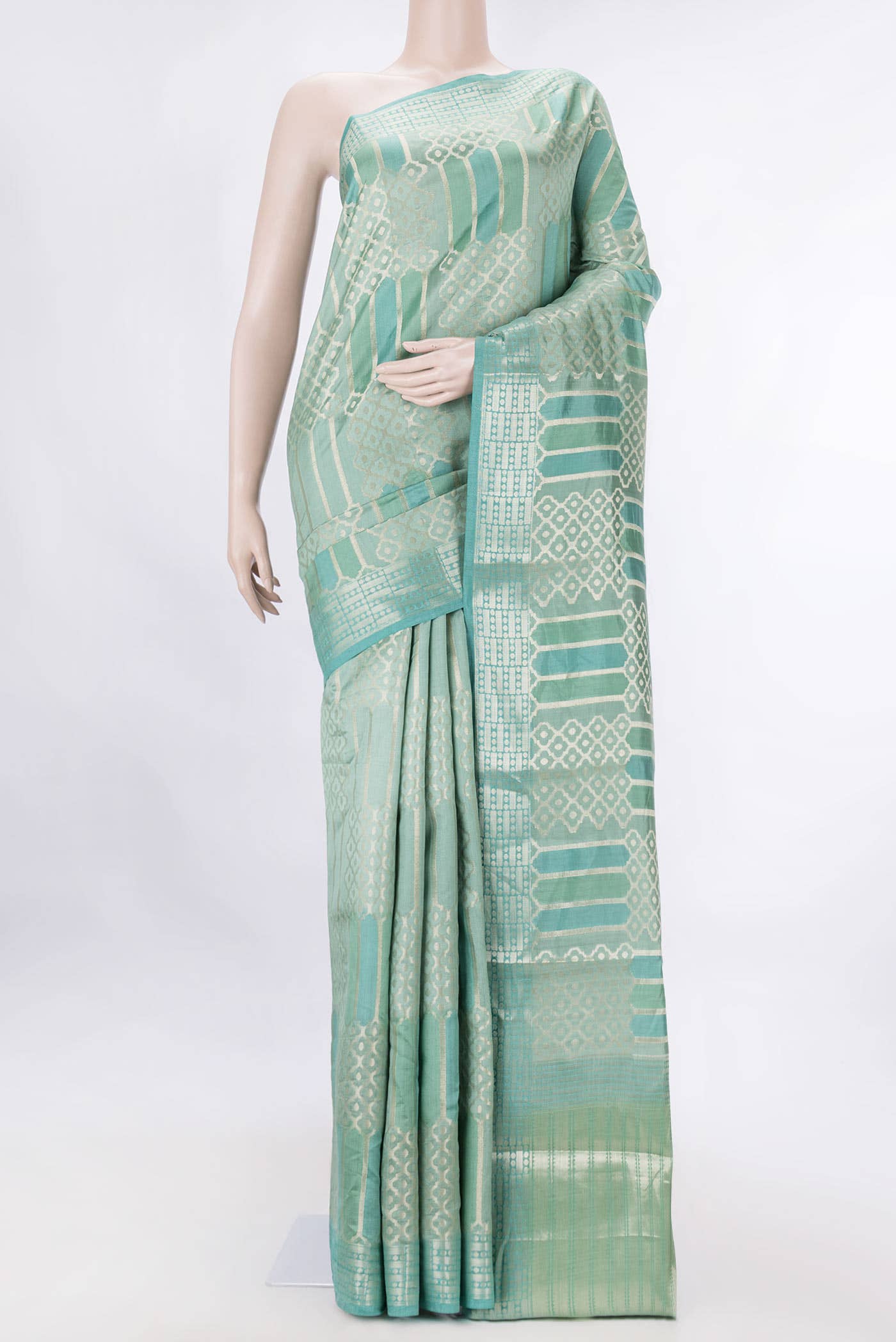Sea Green Dual Tone Banarasi Silk Saree