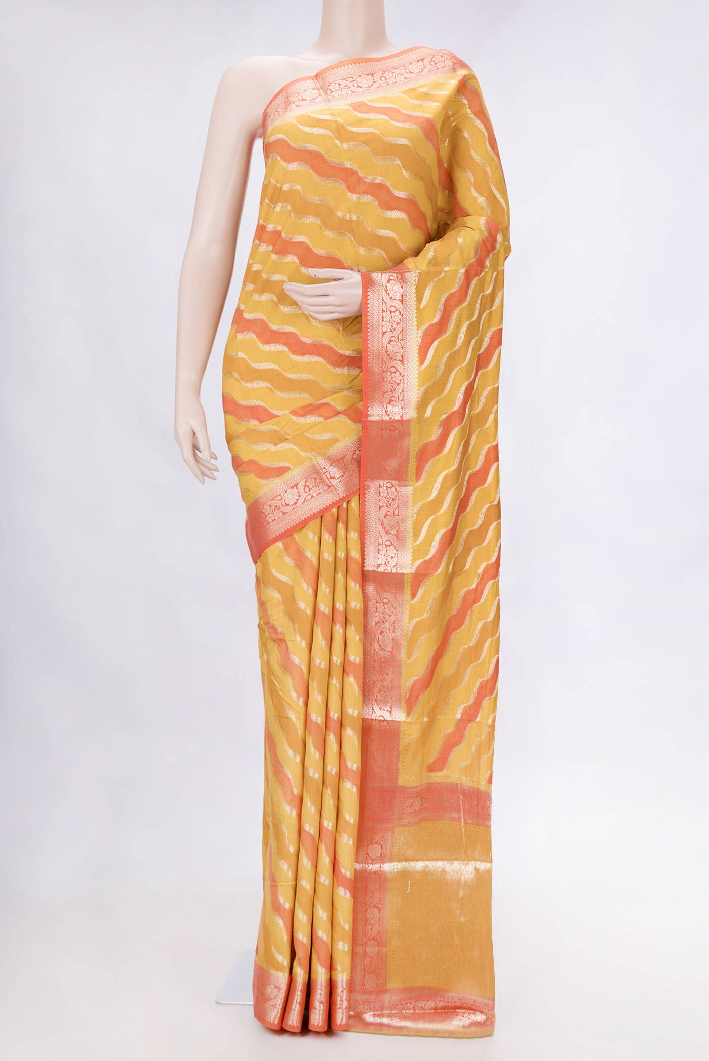 Orange and Mustard Dual Tone Tussar Silk Saree