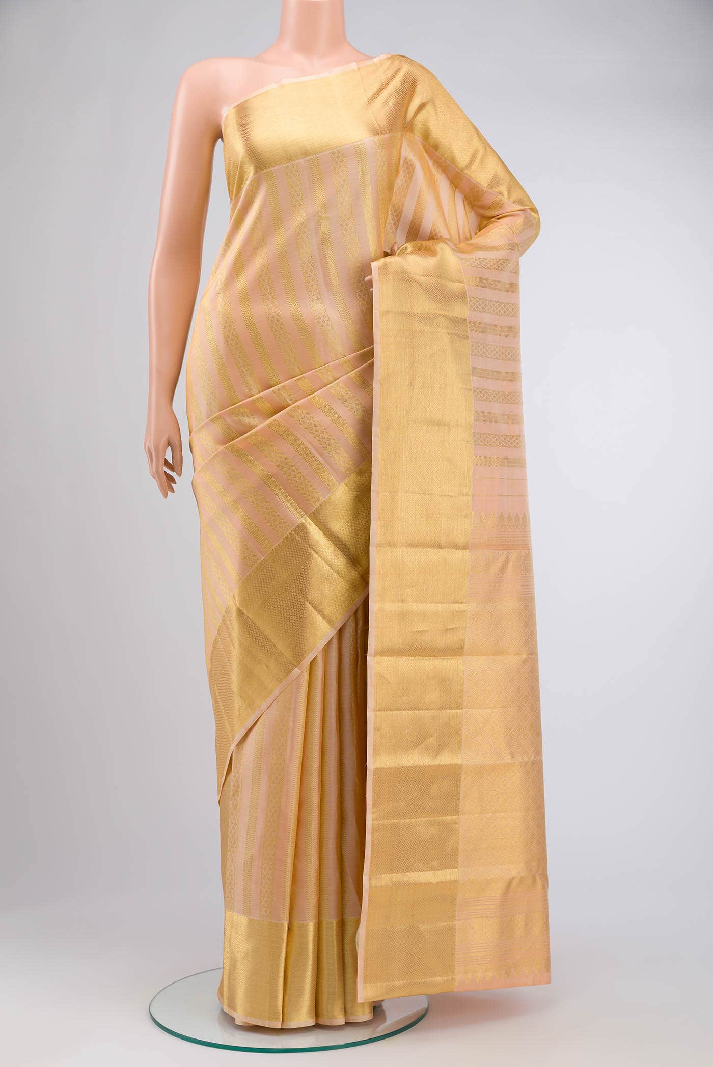 Peach Kanchipuram Silk Saree
