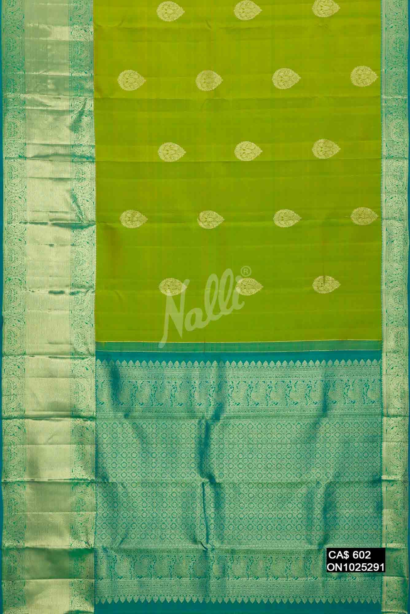 Parrot Green Kanchipuram Silk Saree