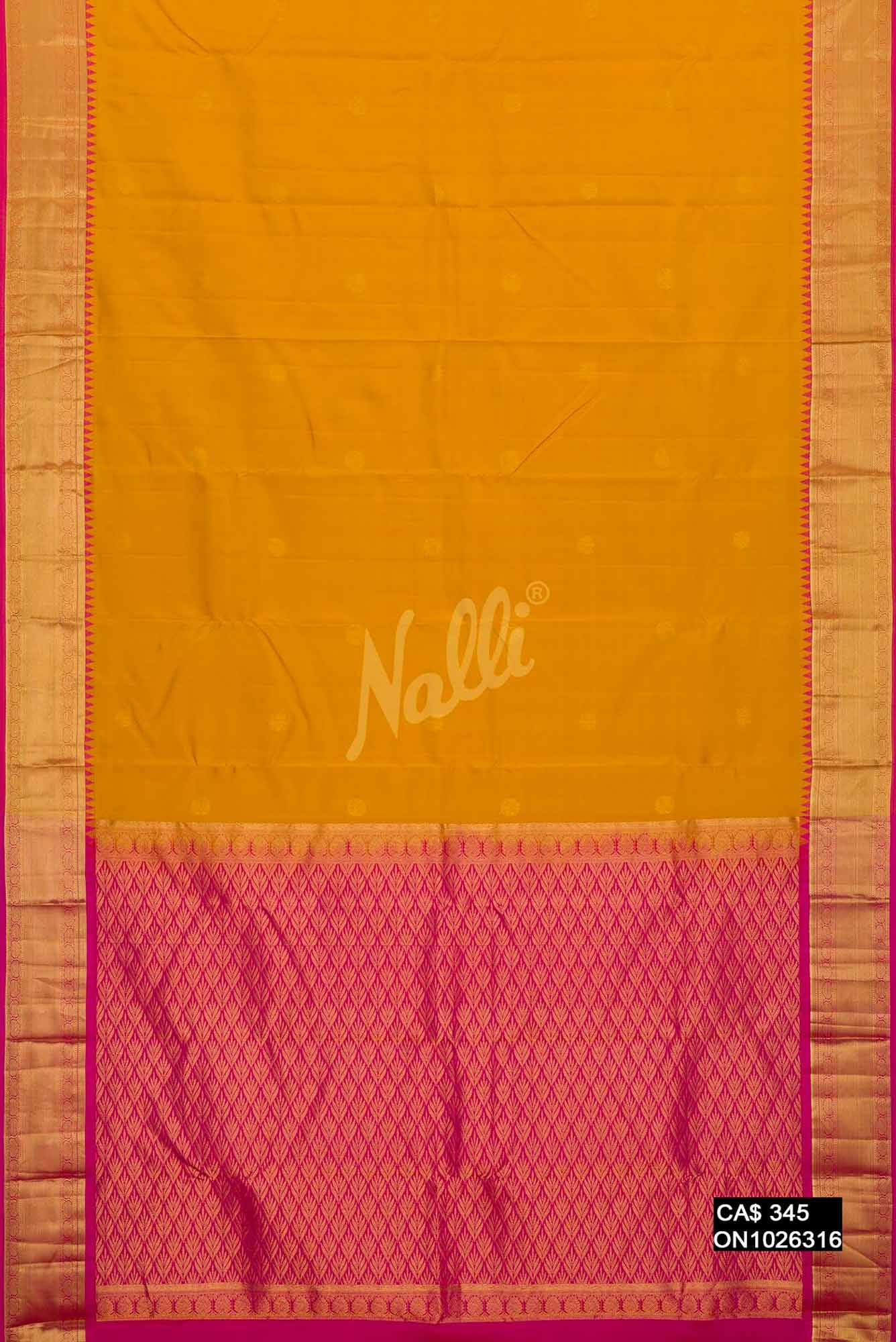Yellow Kanchipuram Silk Saree