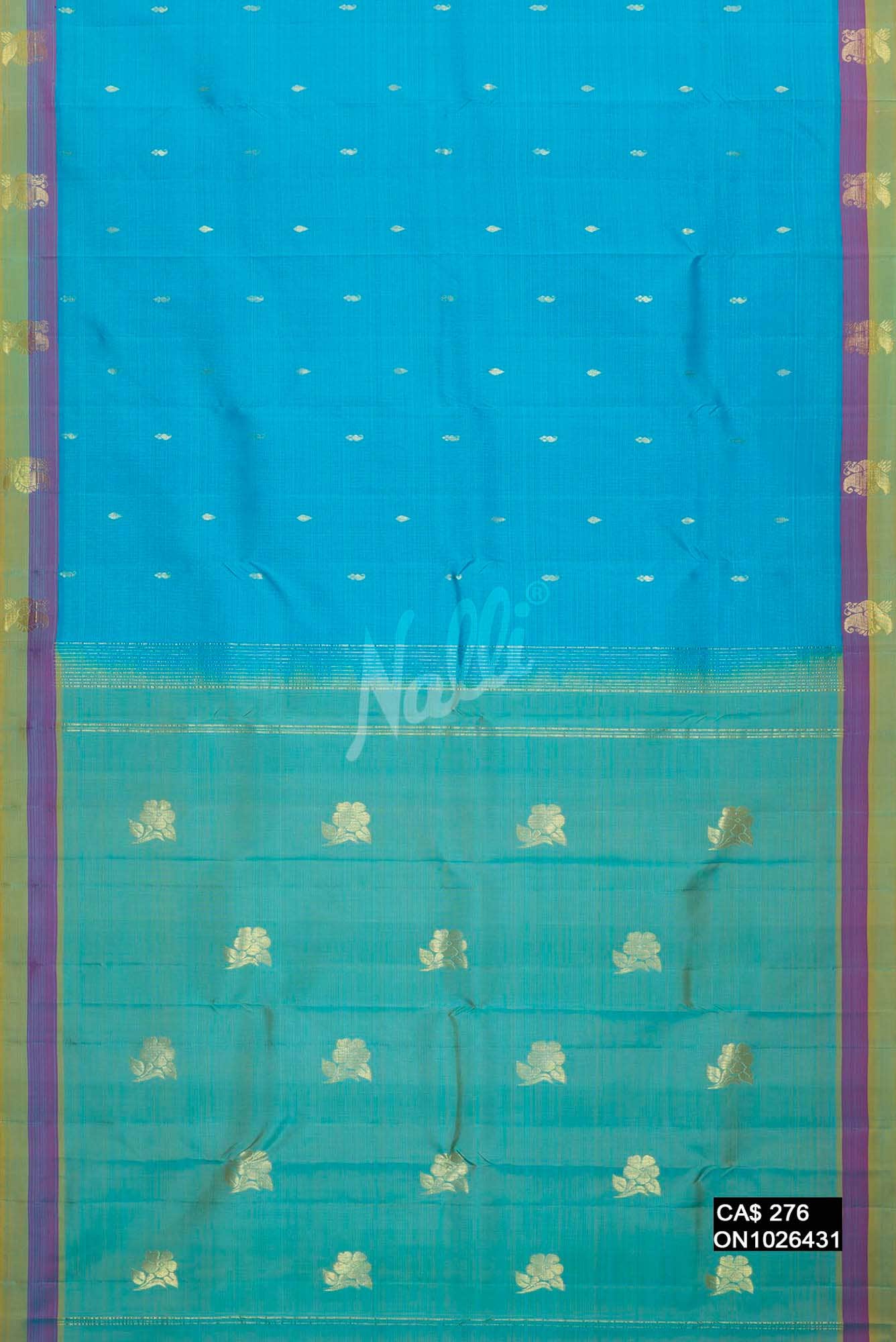 Sky Blue Kanchipuram Silk Saree