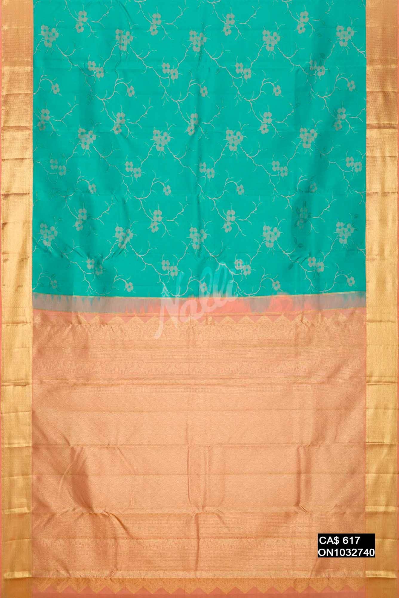 Sea Green Kanchipuram Silk Saree