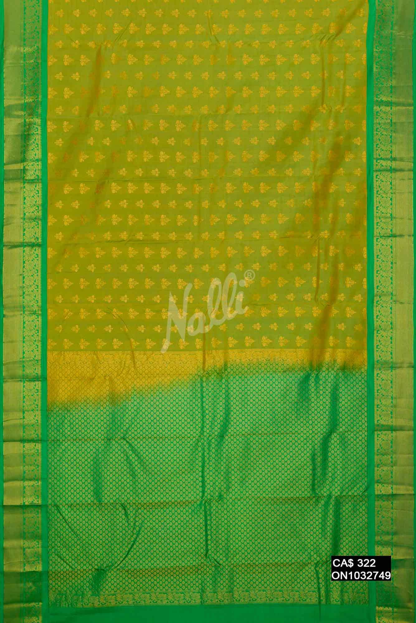 Parrot Green Kanchipuram Silk Saree