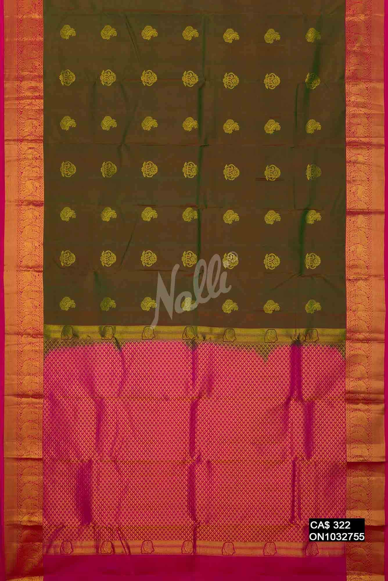 Mehandi Green Kanchipuram Silk Saree