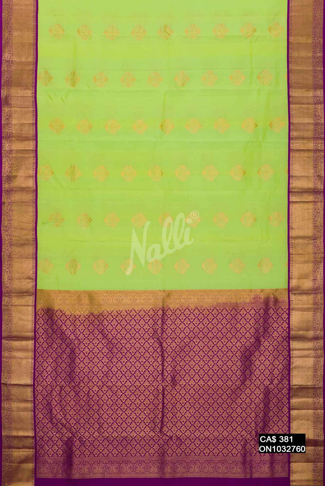 Parrot Green Kanchipuram Silk Saree