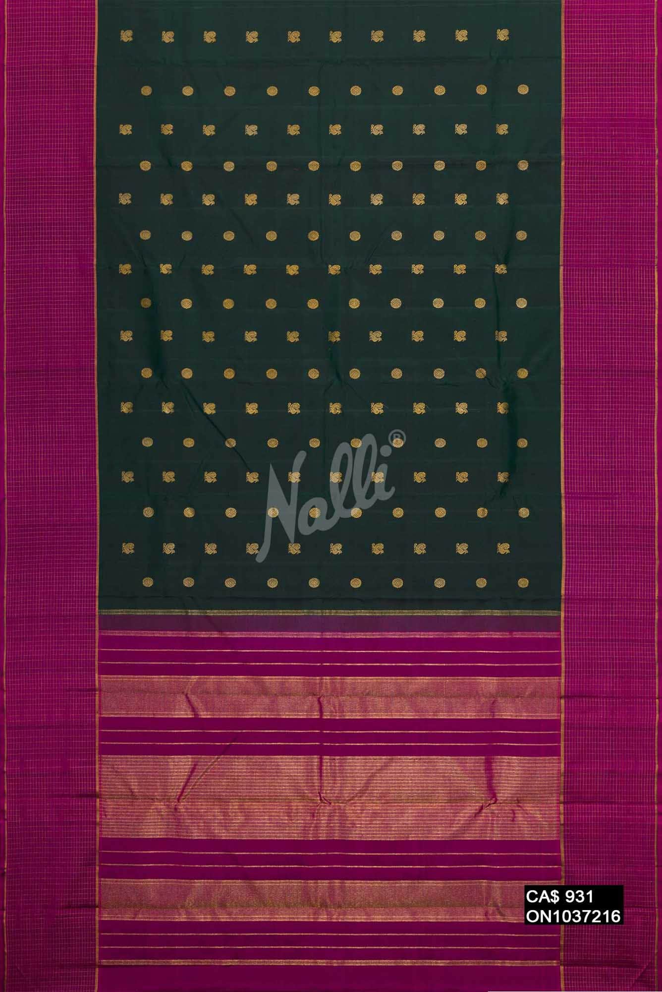 Bottle Green Kanchipuram Silk Saree