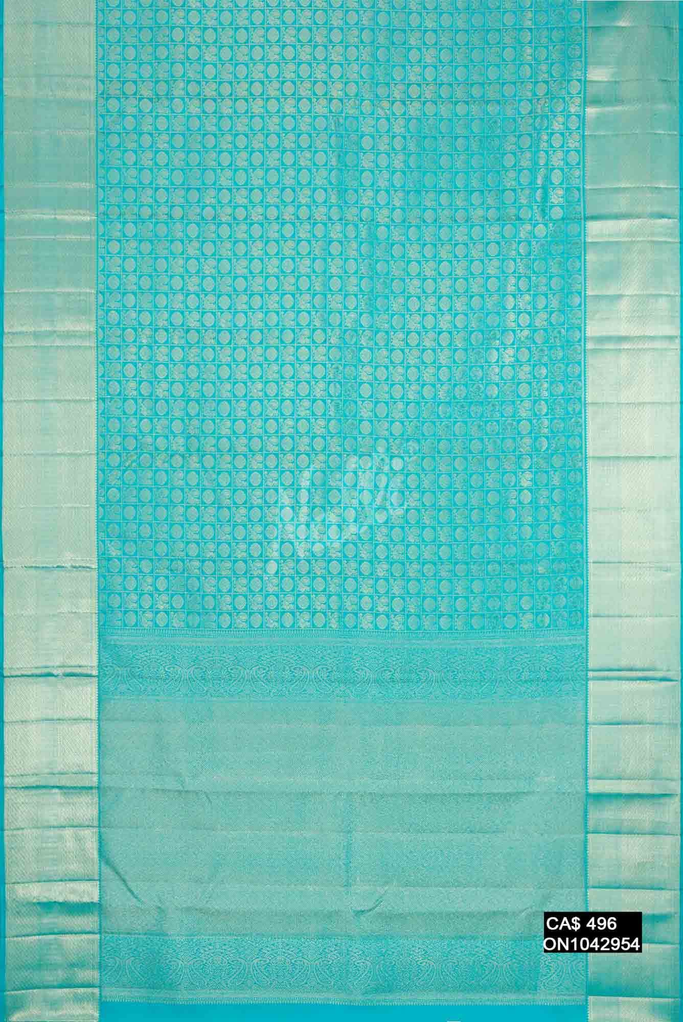 Sky Blue Kanchipuram Silk Saree