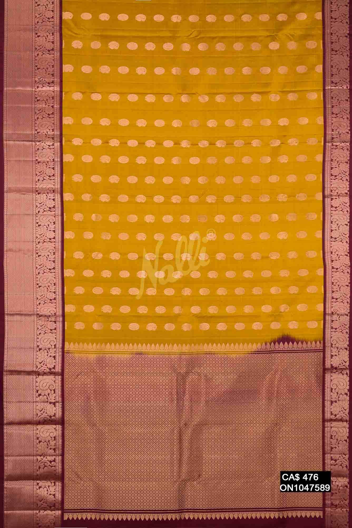 Mustard Kanchipuram Silk Saree