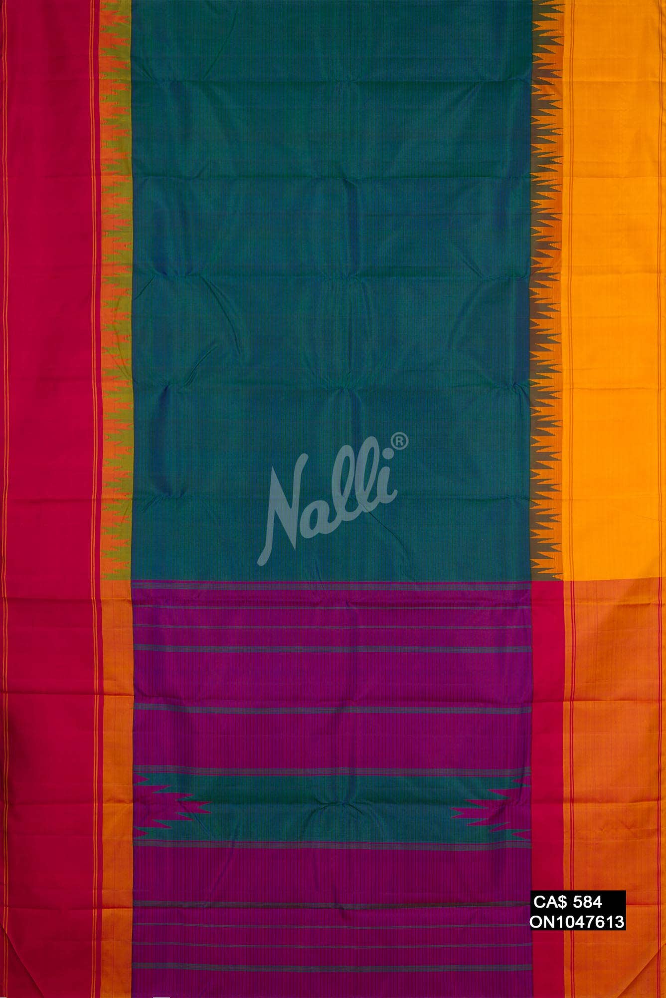 Peacock Blue Kanchipuram Silk Saree