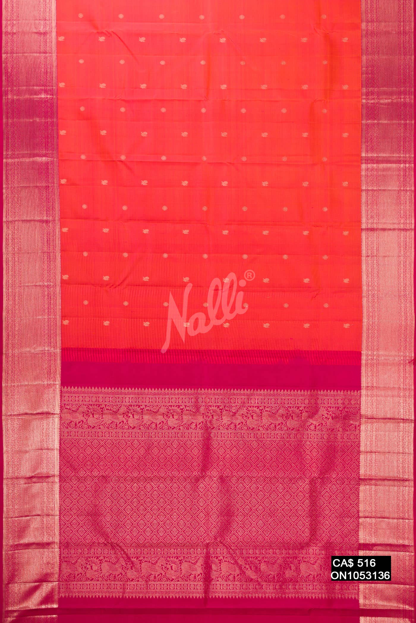 Orange Kanchipuram Silk Saree