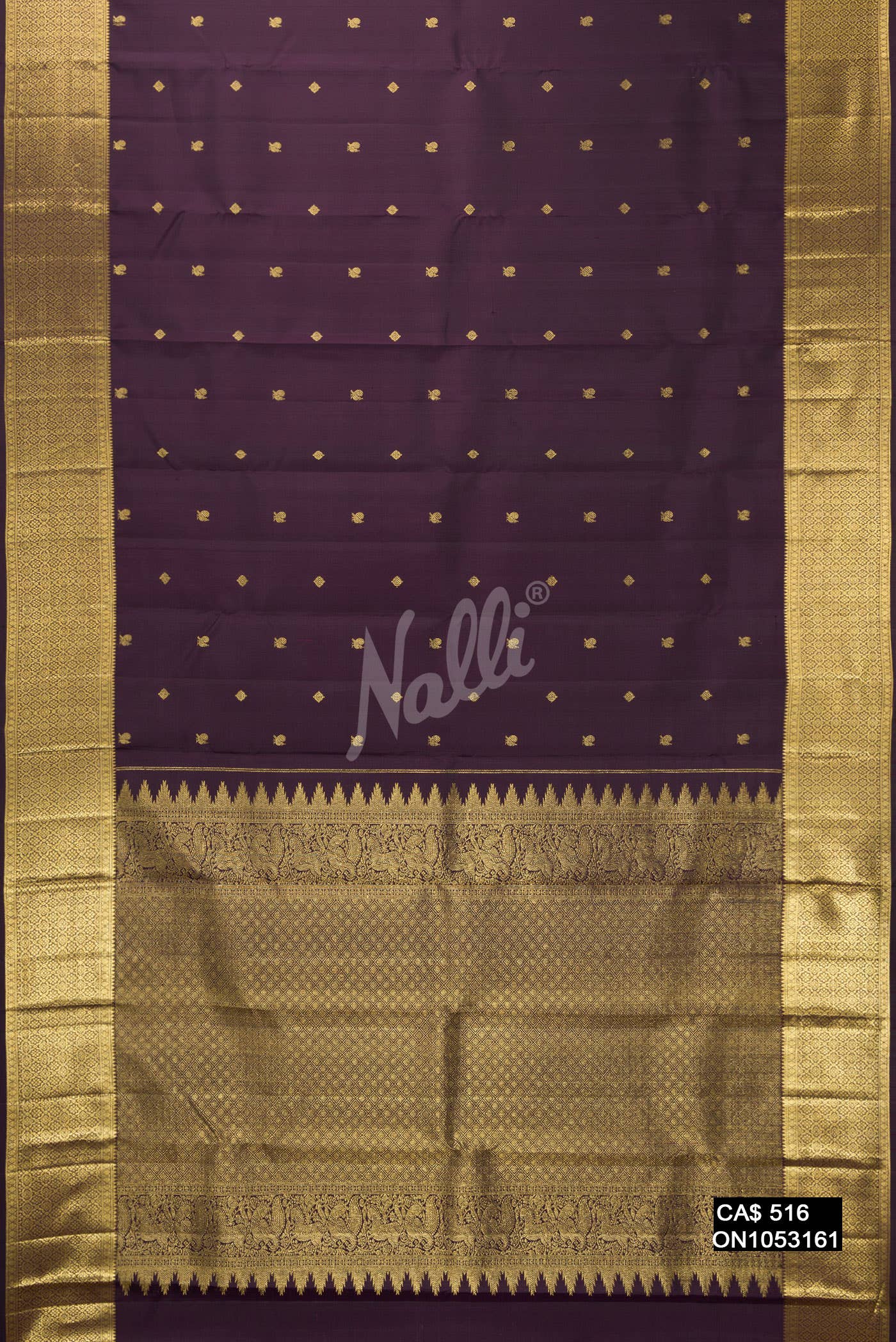 Burgundy Kanchipuram Silk Saree