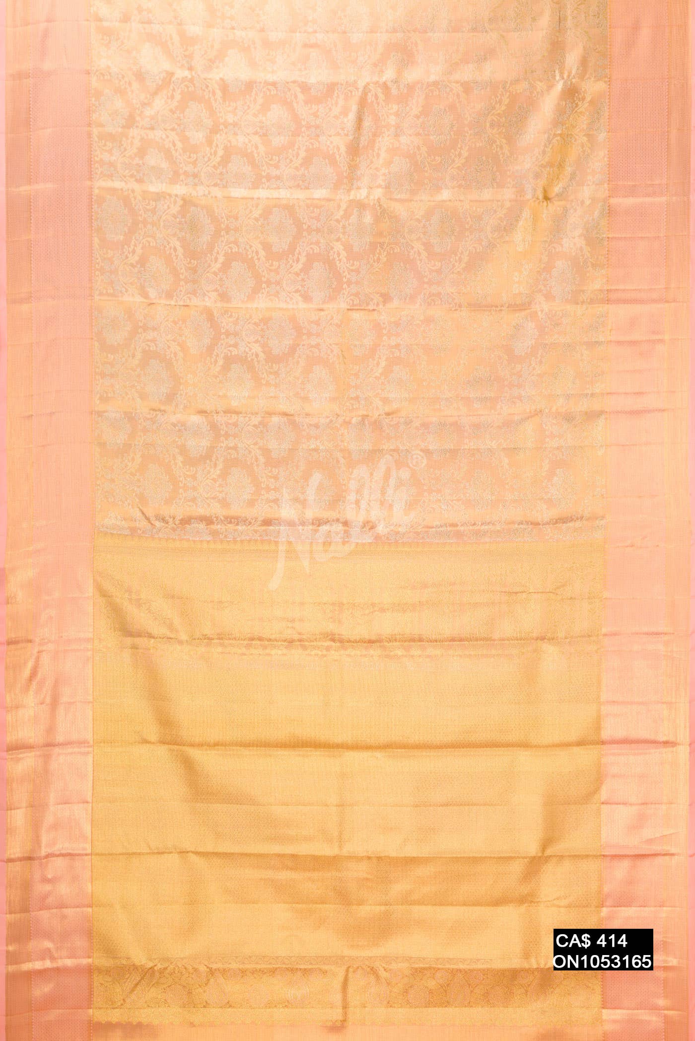 Golden Peach Kanchipuram Tissue Silk Saree