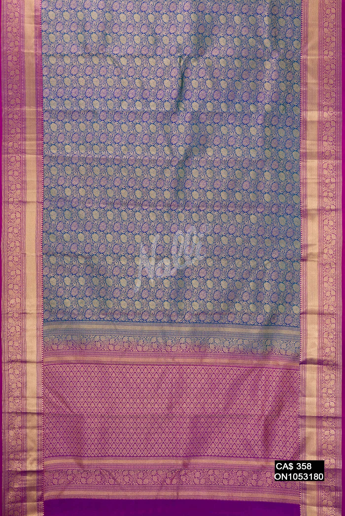 Peacock Blue Kanchipuram Silk Saree