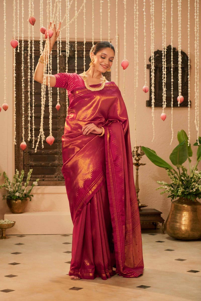 Rakshita-Magenta Kanchipuram Silk Saree