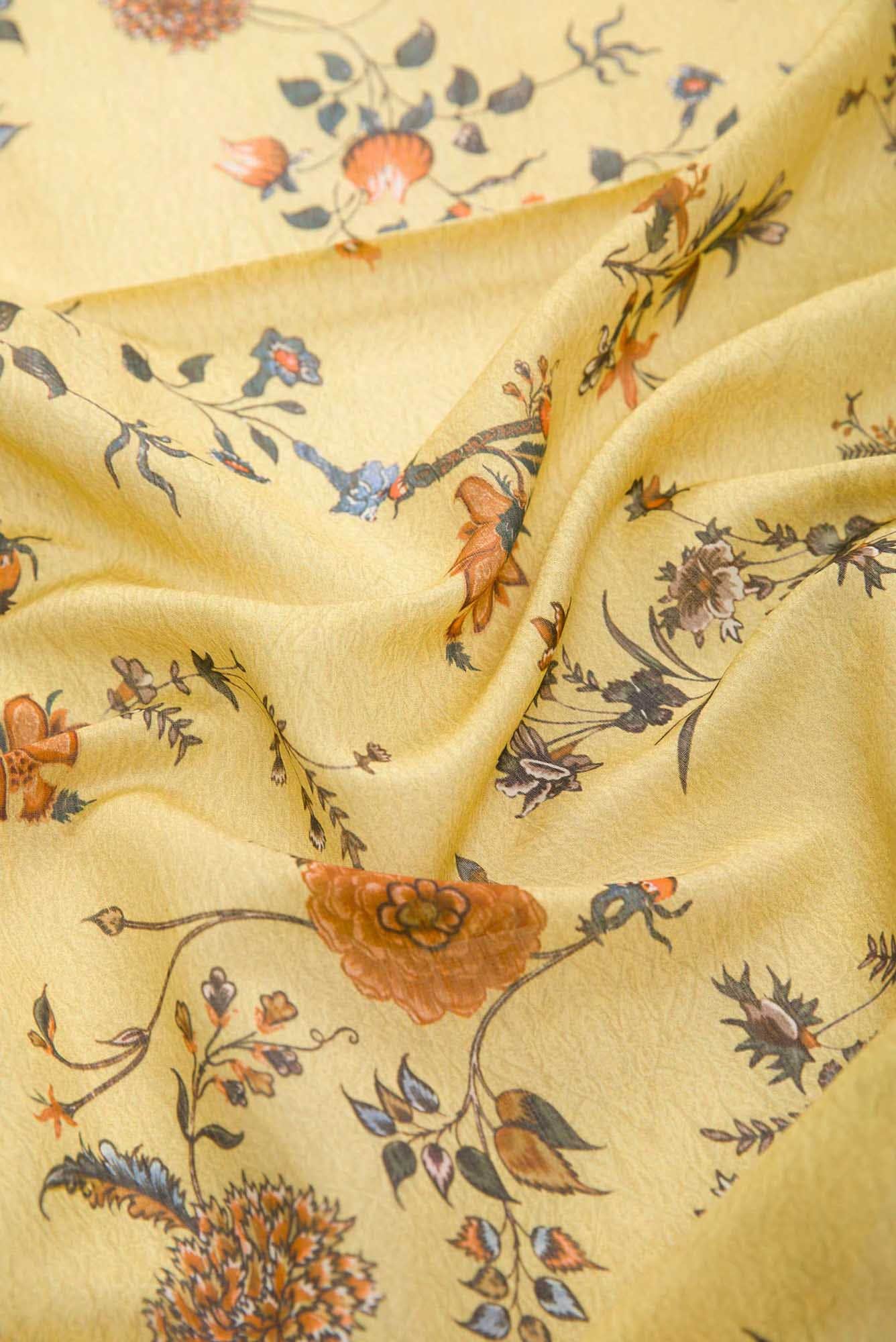 Yellow Chanderi Silk Dress Material