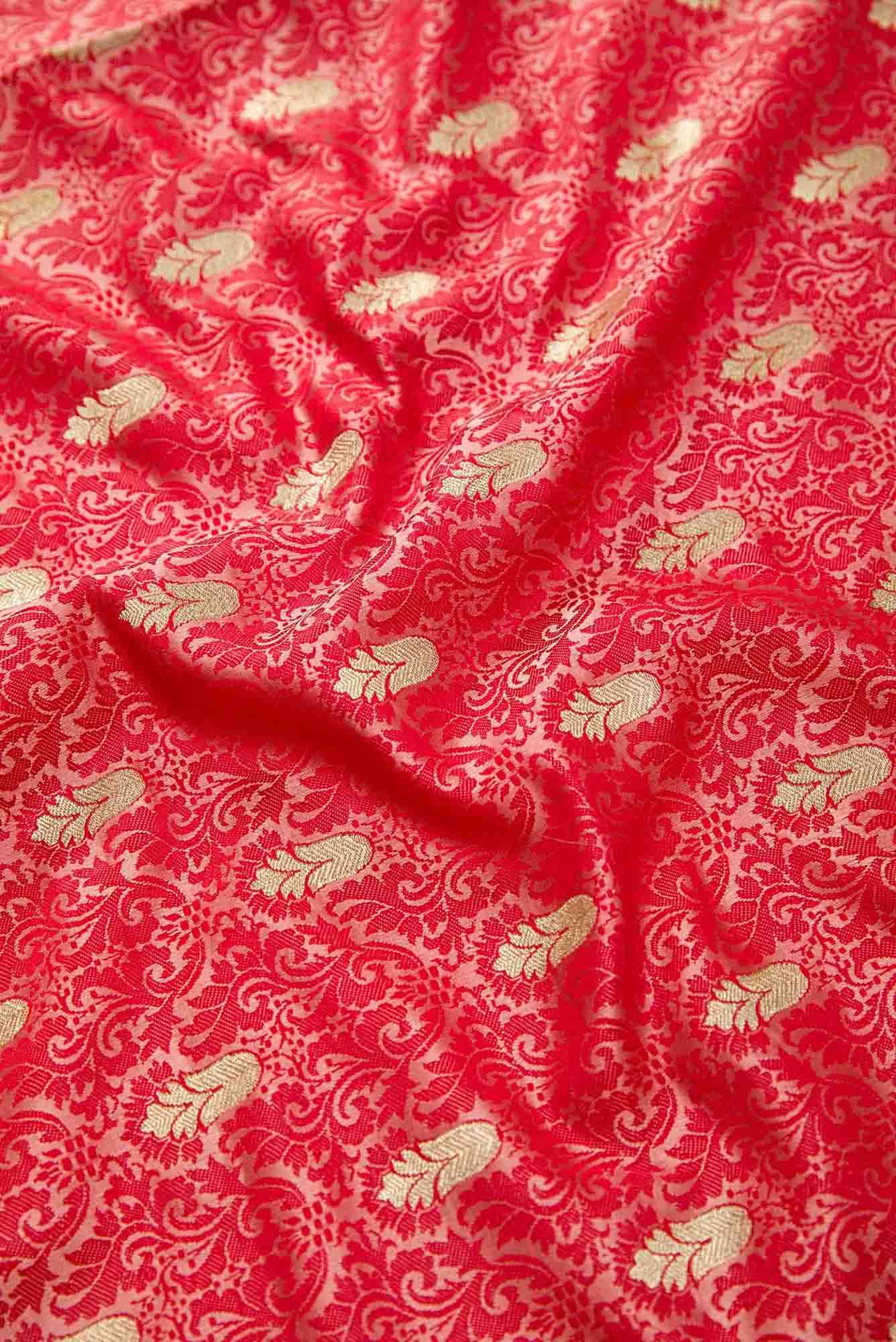 Pink Blended Banarasi Silk Dress Material