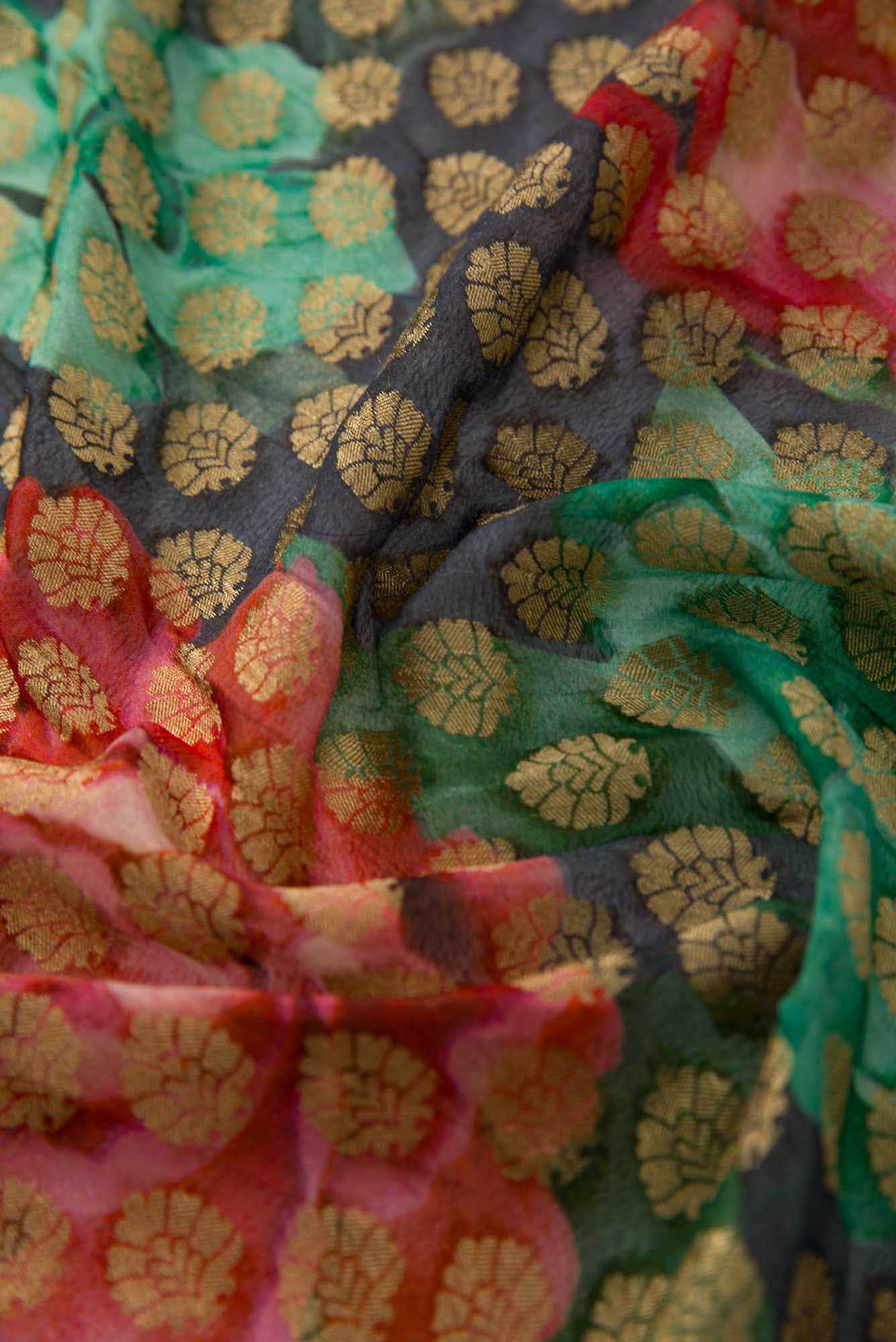 Navy Blue Chanderi Silk Dress Material
