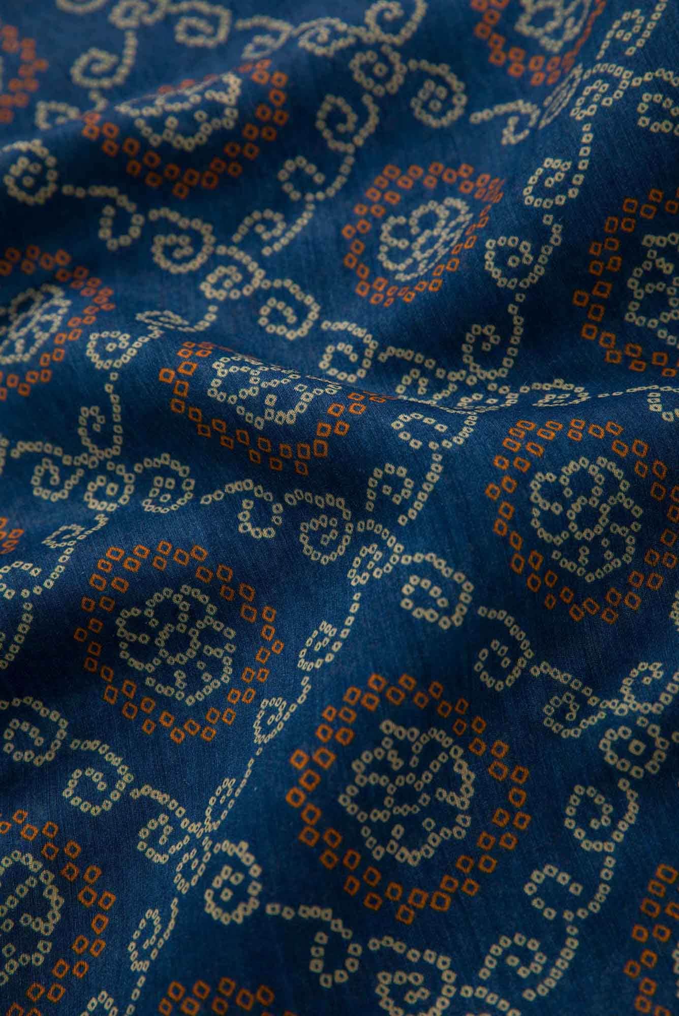 Blue Chanderi Silk Dress Material