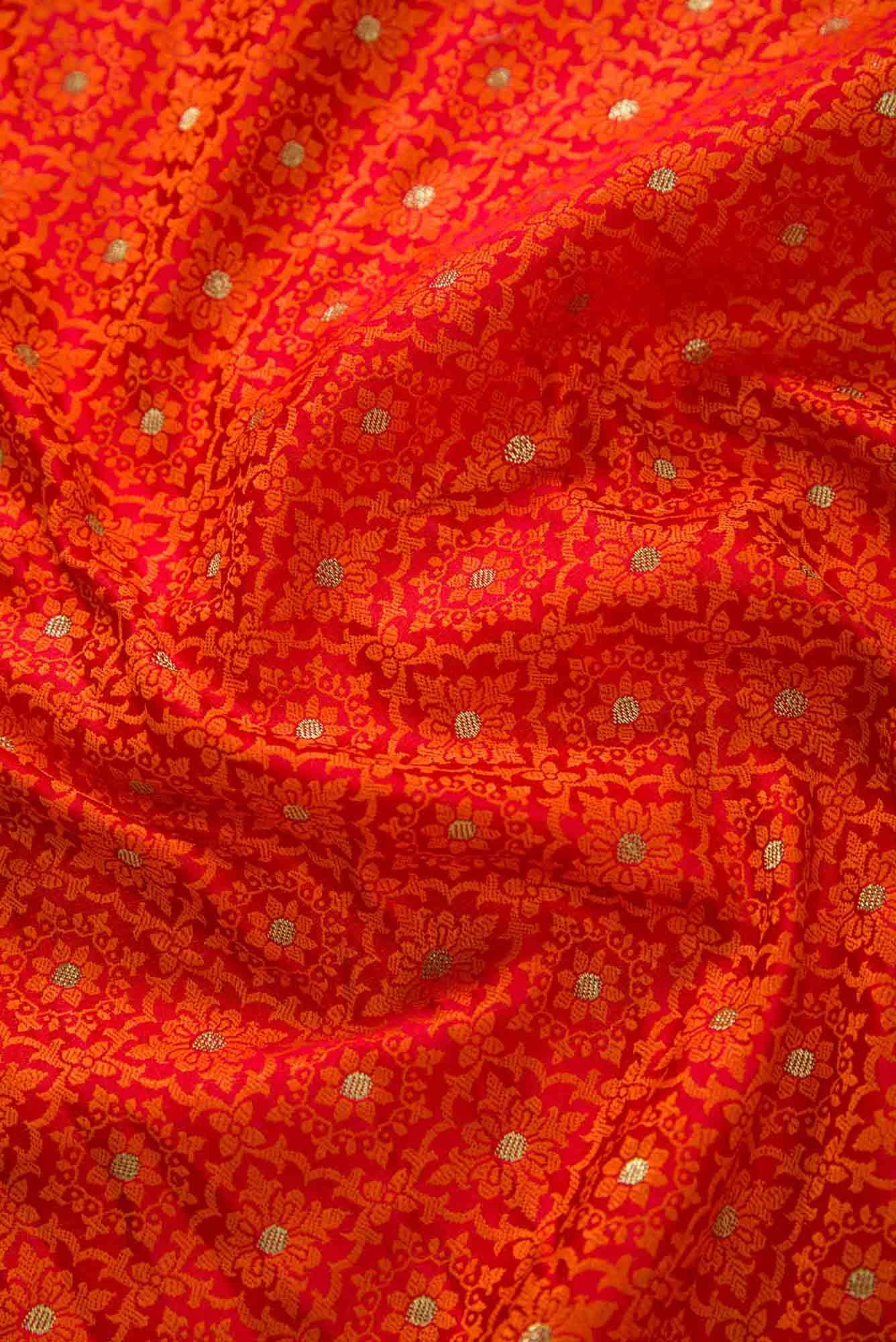 Orange Banarasi Silk Dress Material