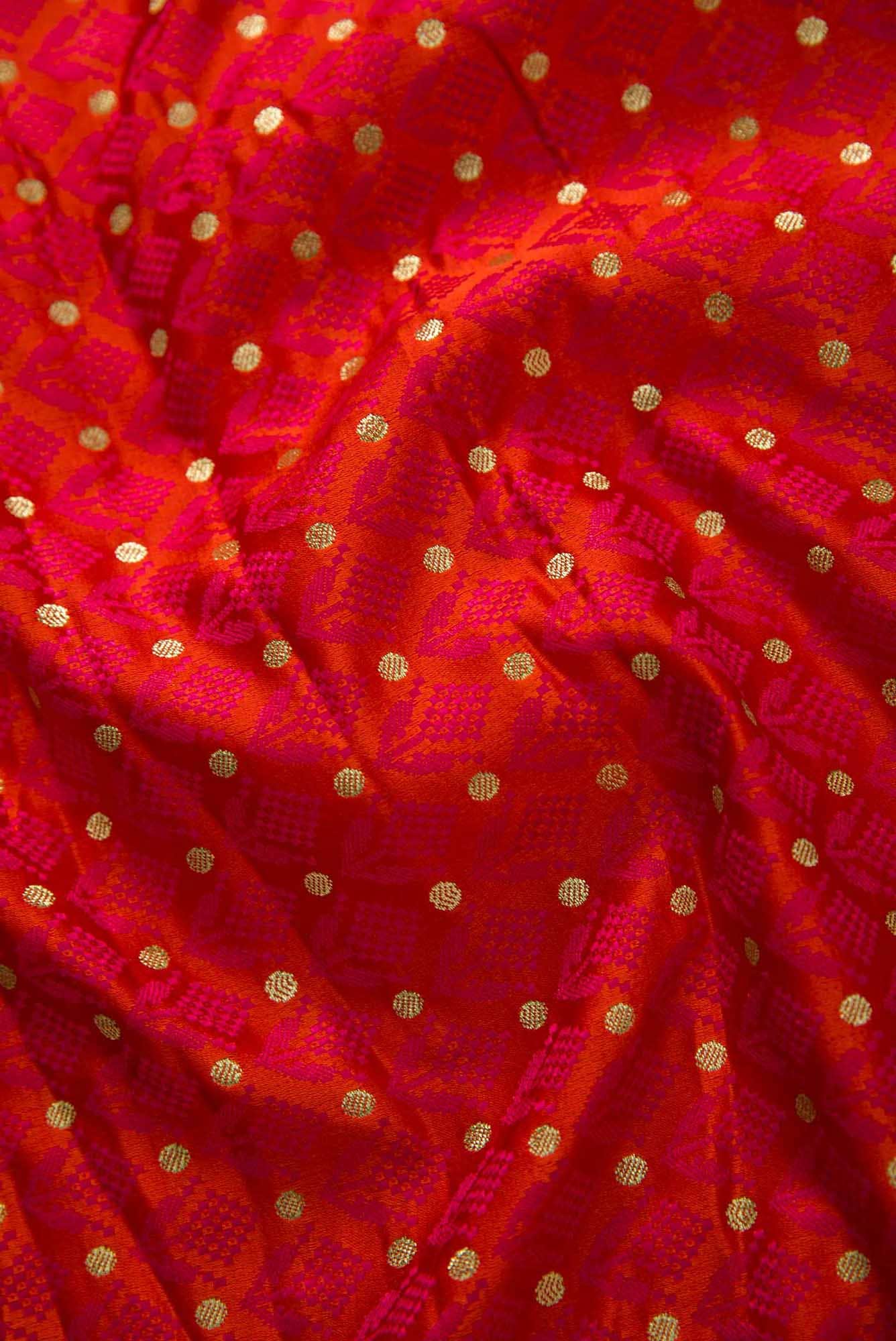 Orange Banarasi Silk Dress Material