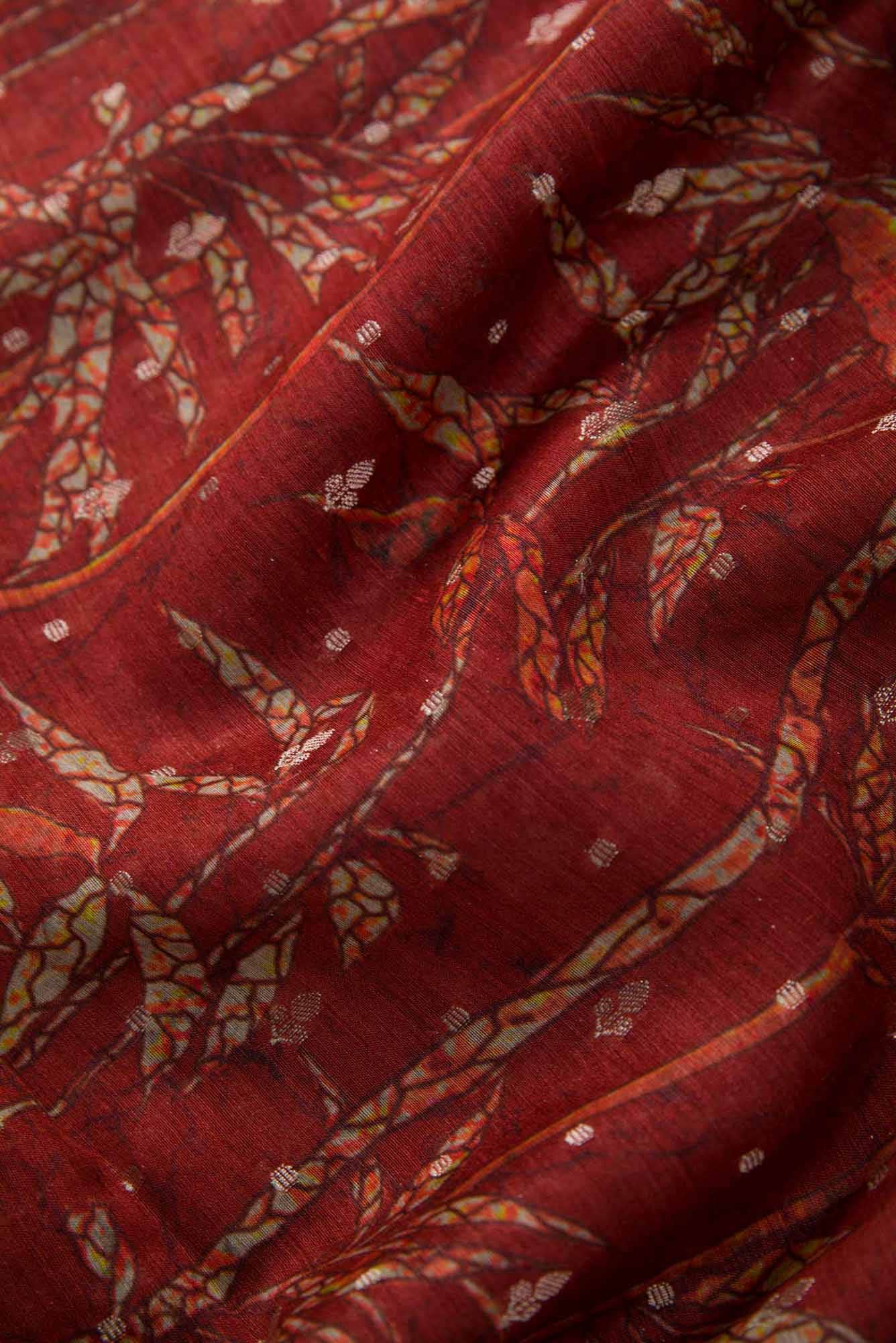 Maroon Chanderi Silk Dress Material