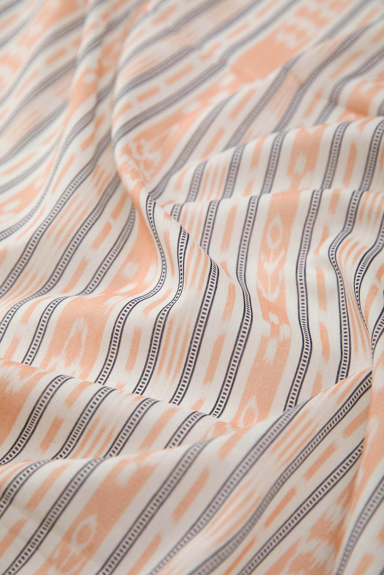 Off White and Peach Cotton Dress Material