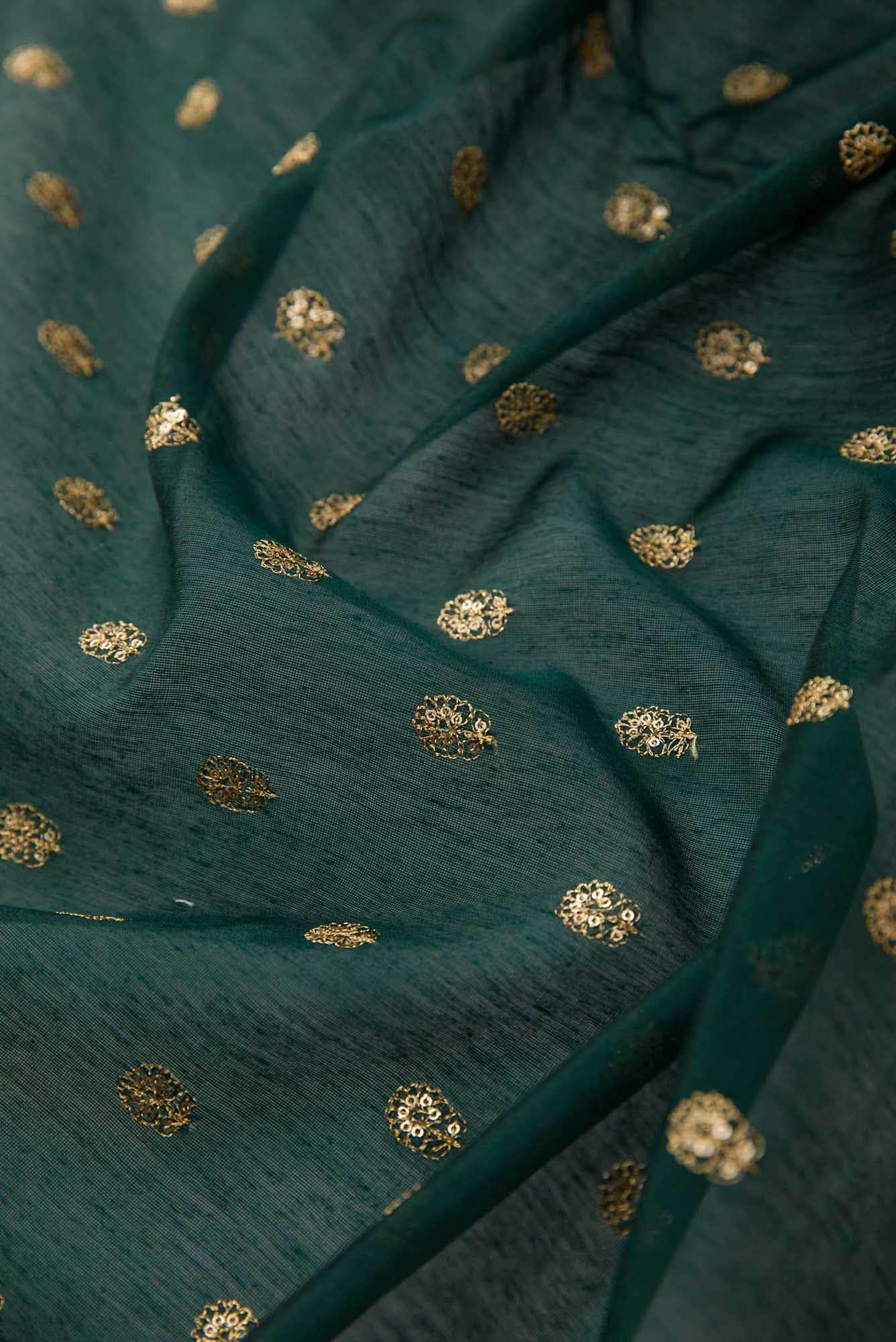 Bottle Green Chanderi Silk Dress Material