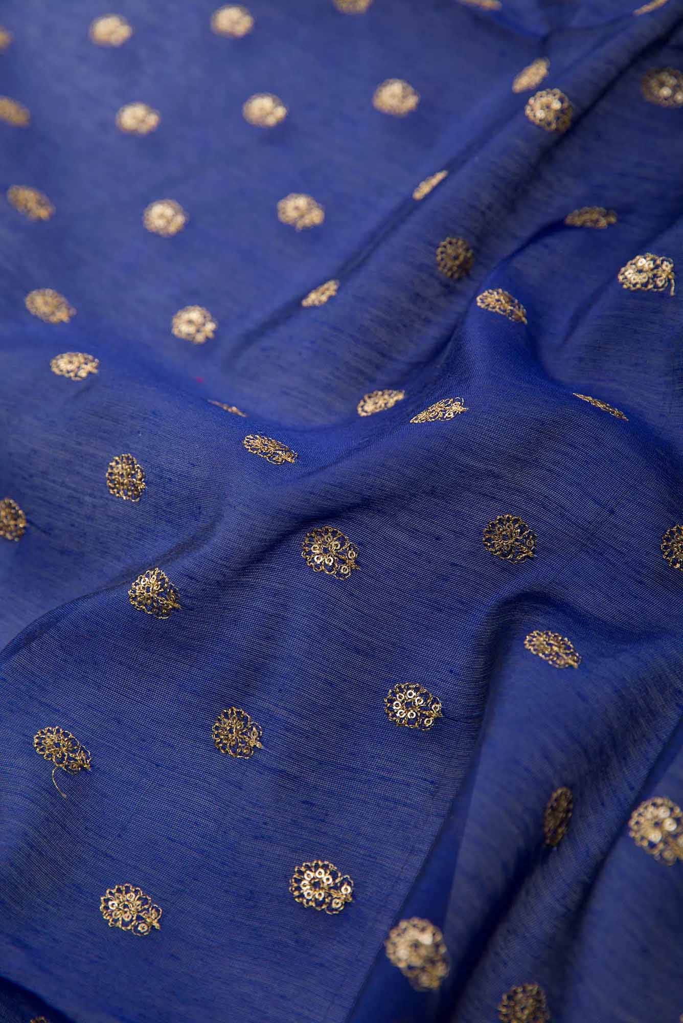 Royal Blue Chanderi Silk Dress Material