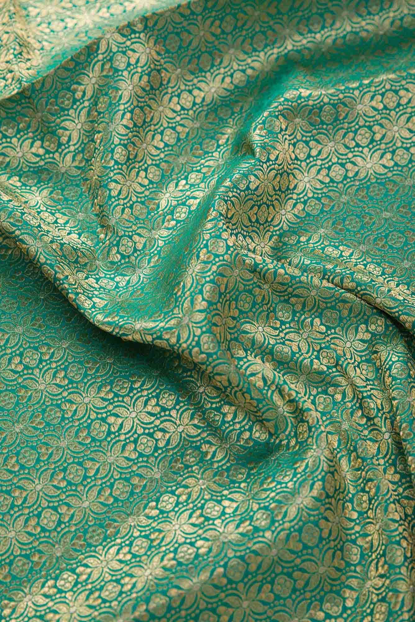 Green Banarasi Silk Dress Material