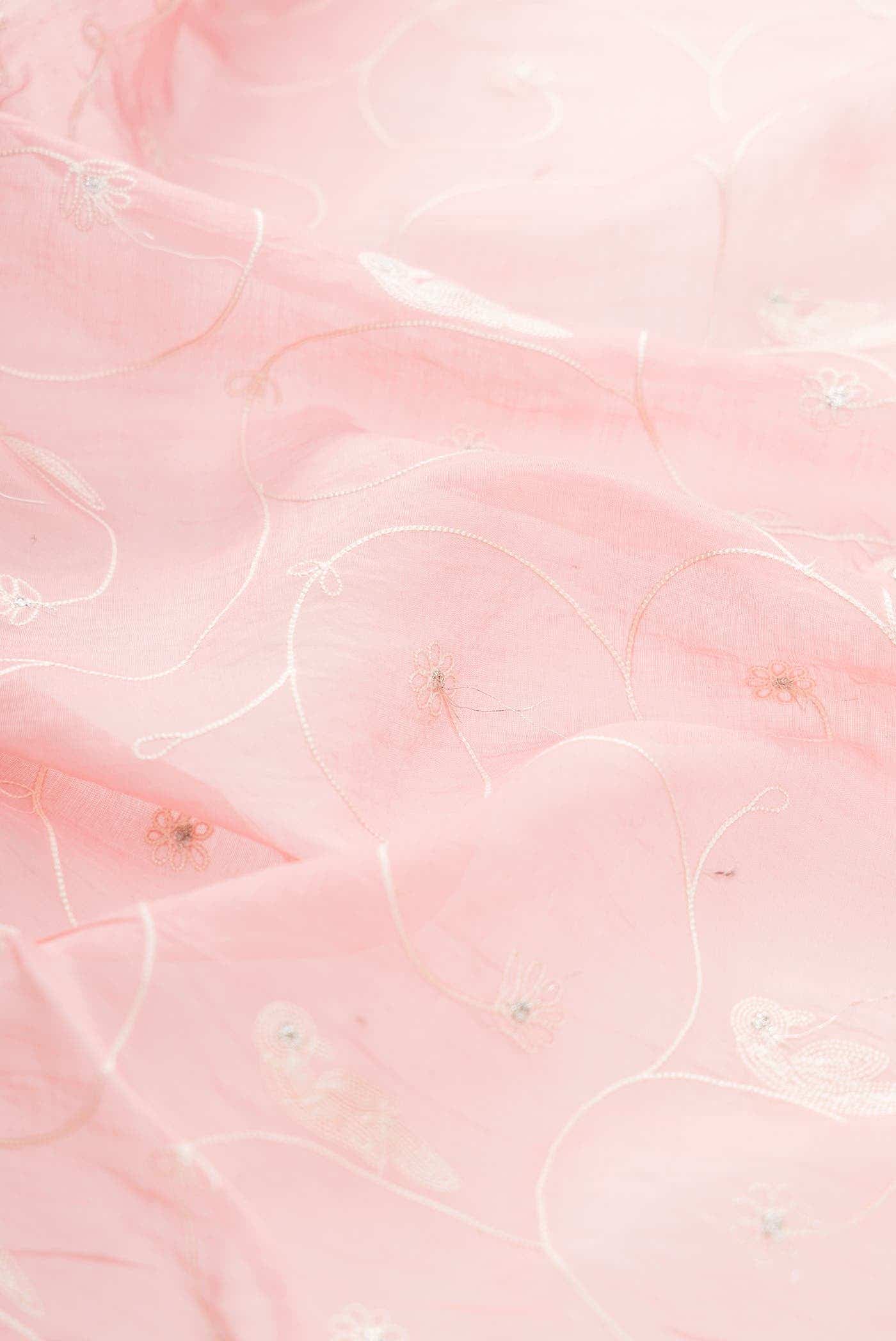 Pink Chanderi Silk Dress Material