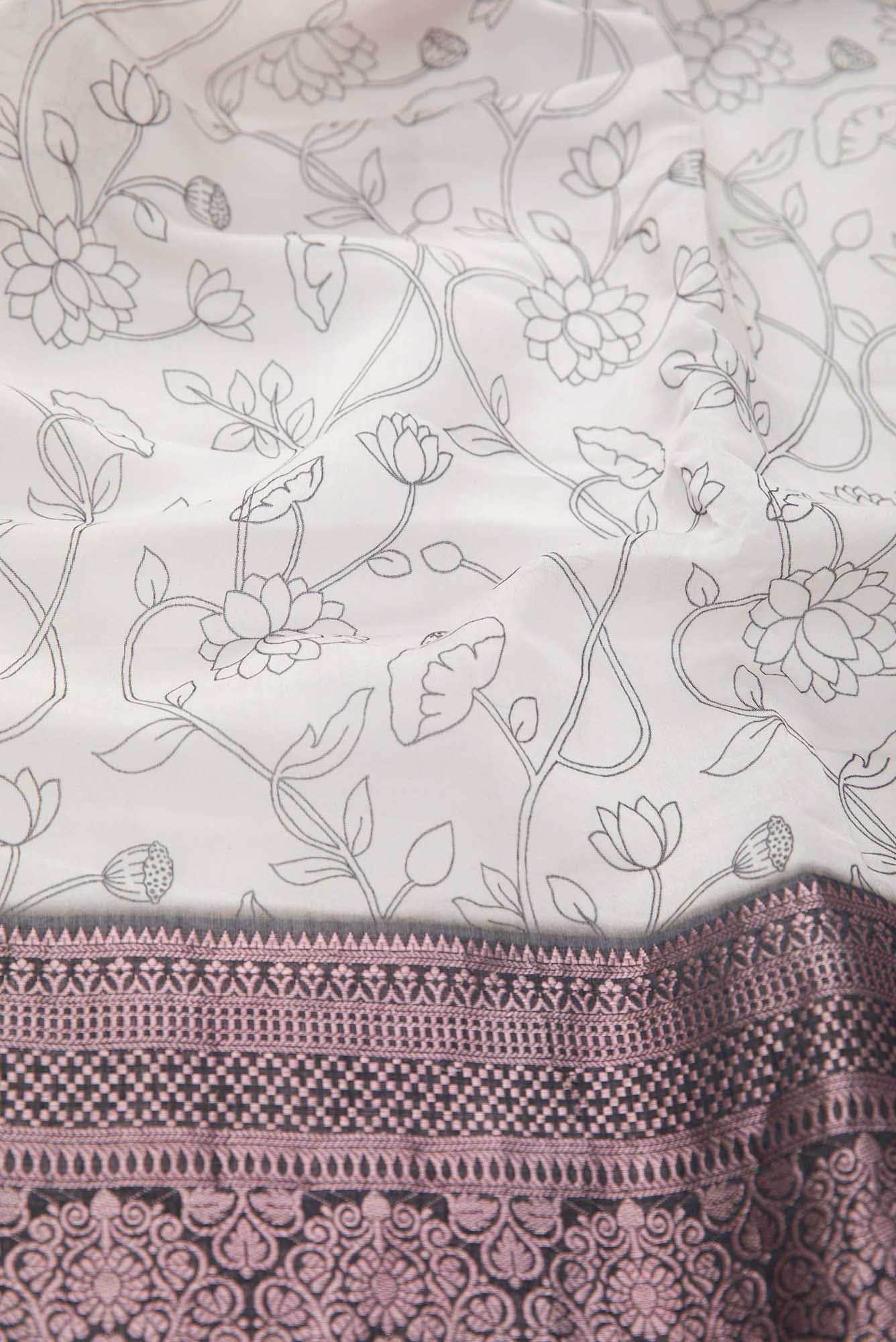 Off White Chanderi Silk Dress Material