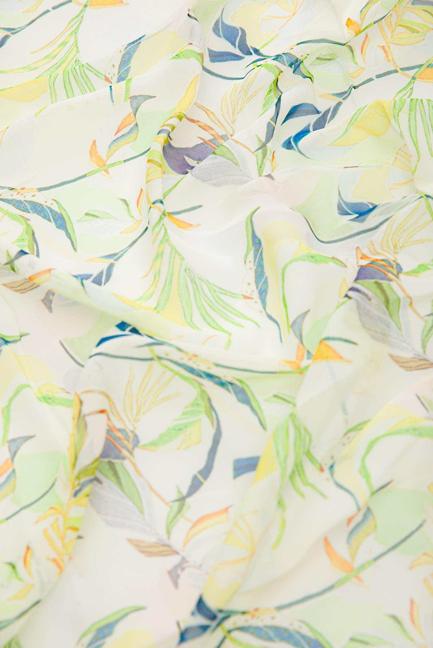 Off White Blended Georgette Dress Material