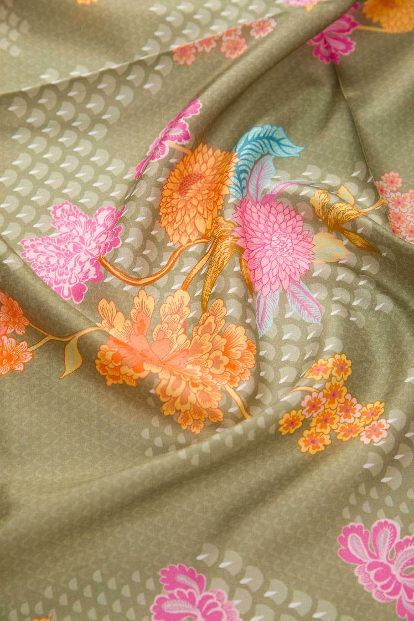 Sea Green Printed Silk Dress Material